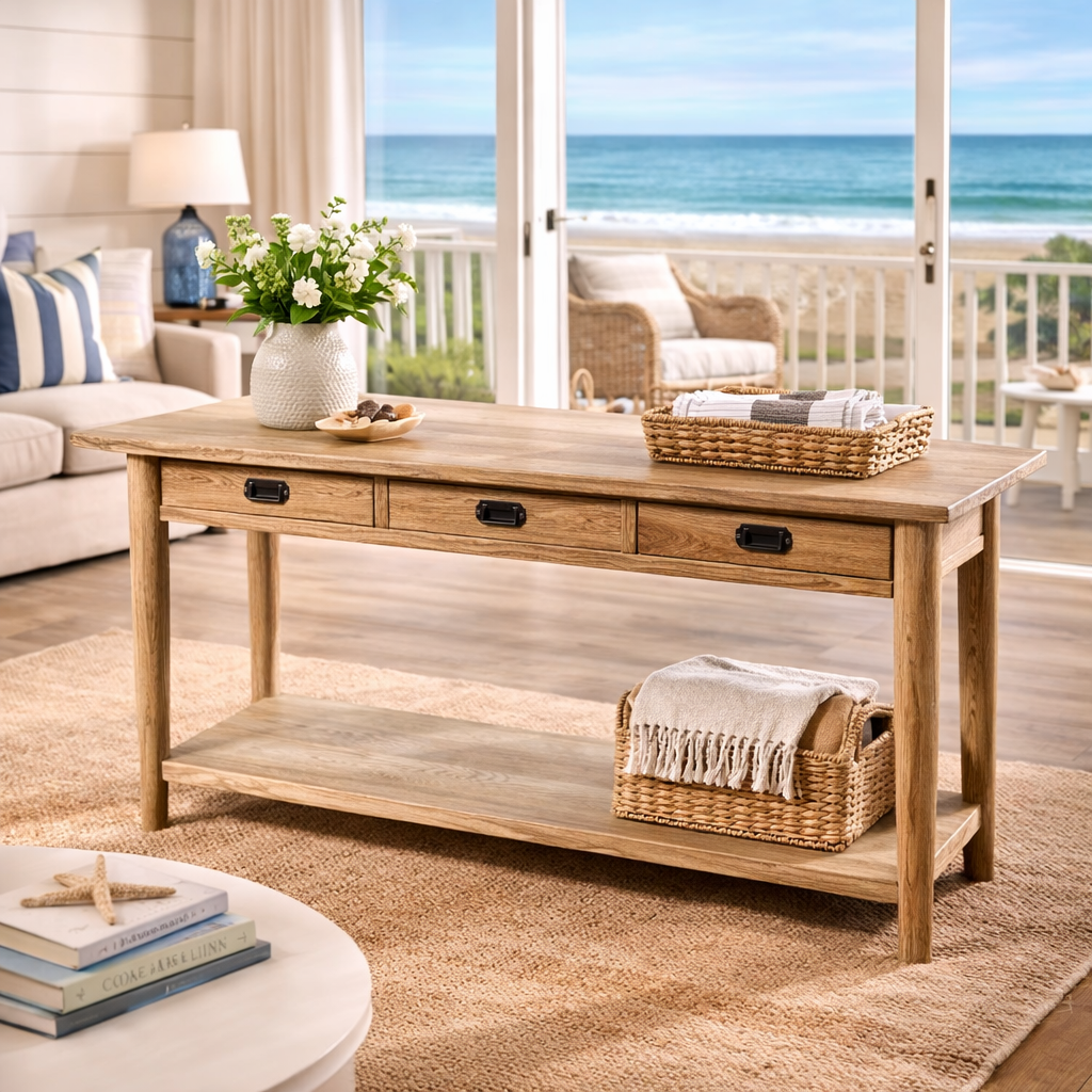 MF Tiffany Solid Timber 3 Drawer Hall Table
