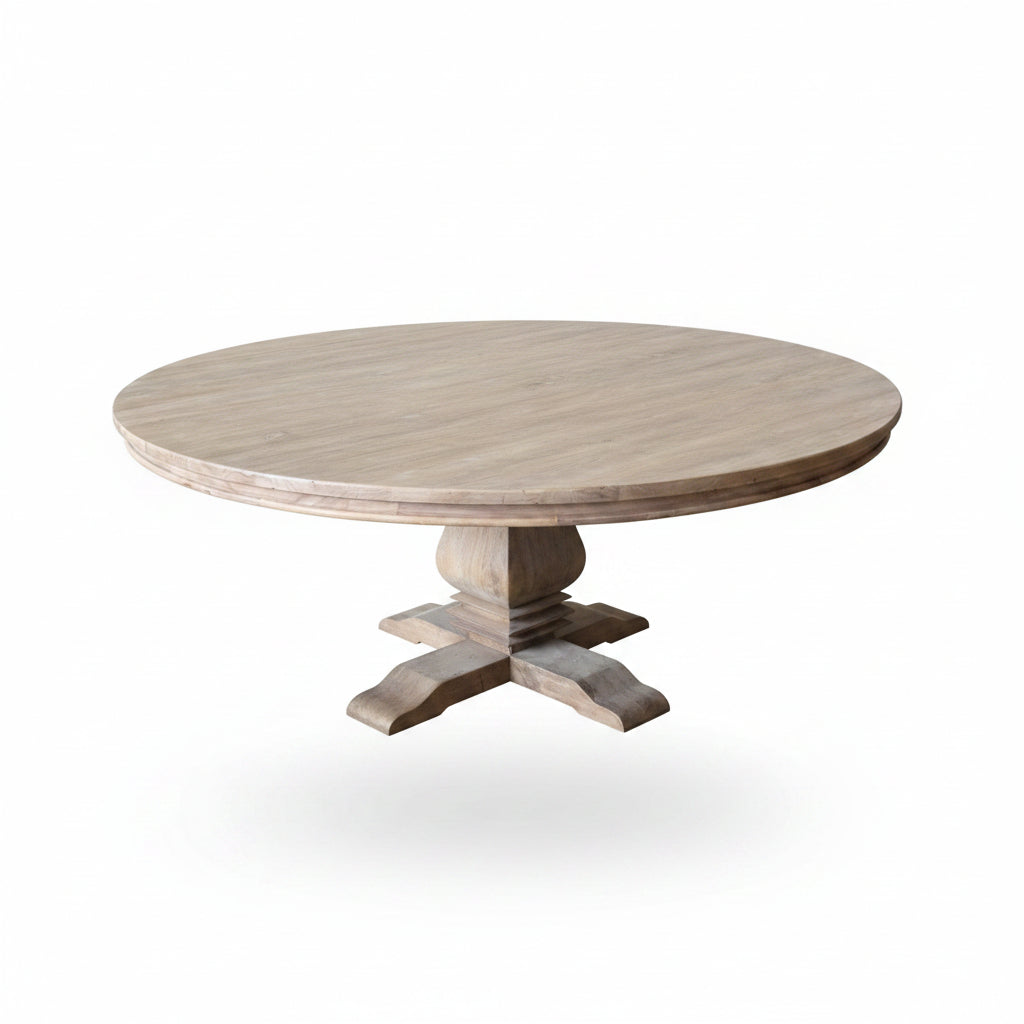 MF Mulhouse Recycled Elm Timber Pedastal Base Round Dining Table