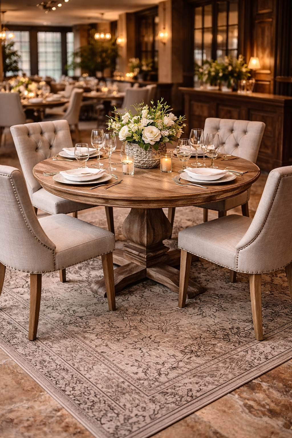 MF Mulhouse Recycled Elm Timber Pedastal Base Round Dining Table