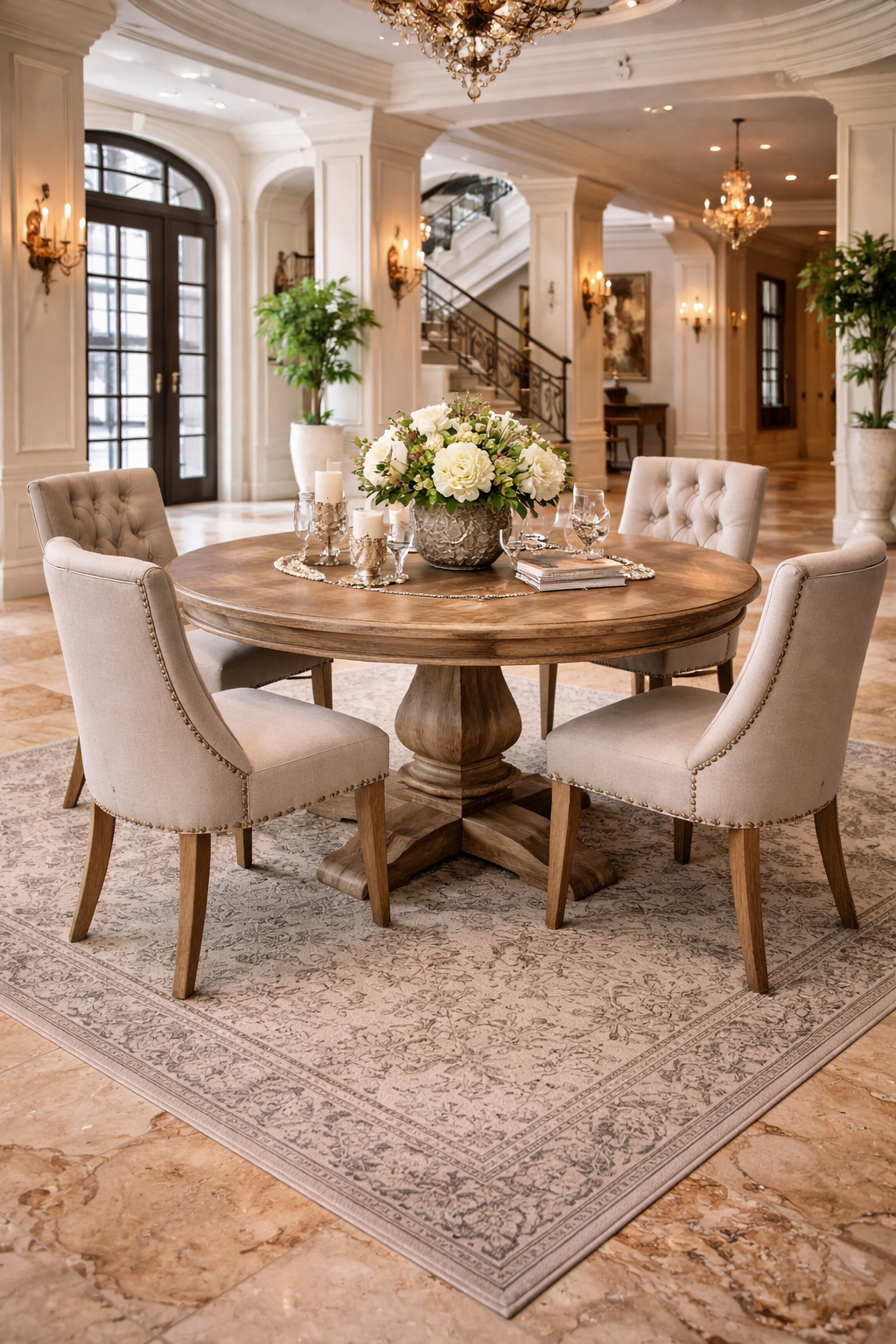 MF Mulhouse Recycled Elm Timber Pedastal Base Round Dining Table