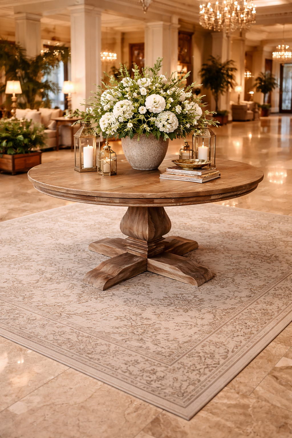 MF Mulhouse Recycled Elm Timber Pedastal Base Round Dining Table