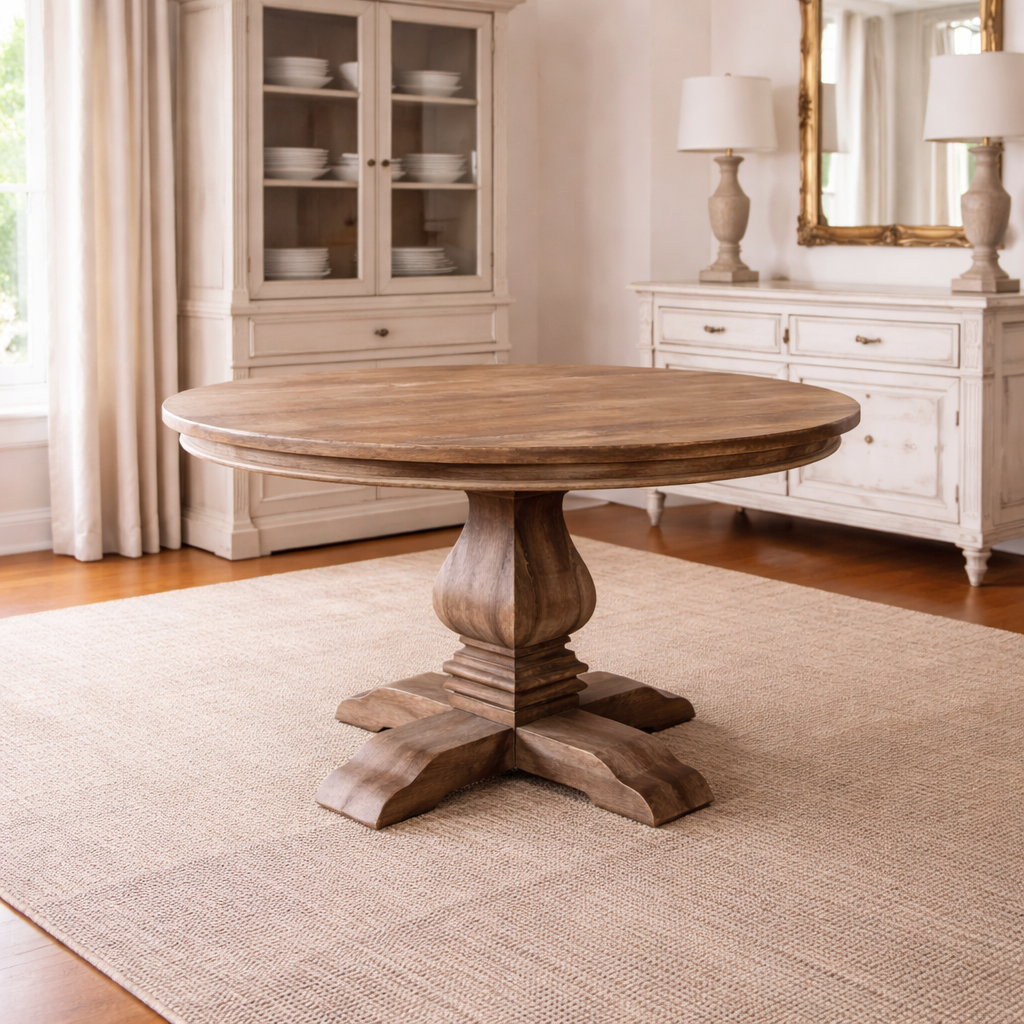 MF Mulhouse Recycled Elm Timber Pedastal Base Round Dining Table