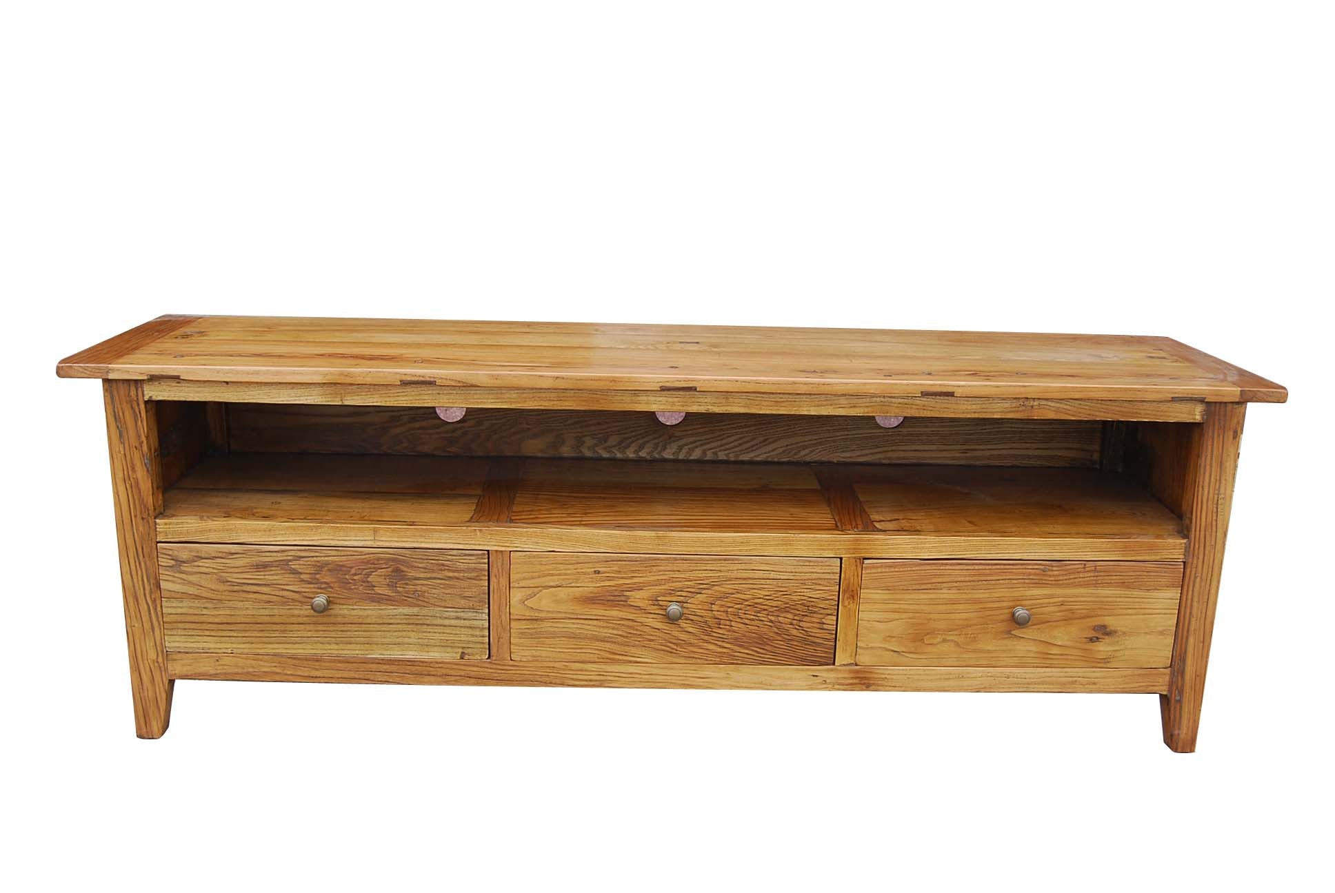 MF Honey Recycled Elm Timber 3 Drawer Entertainment Unit