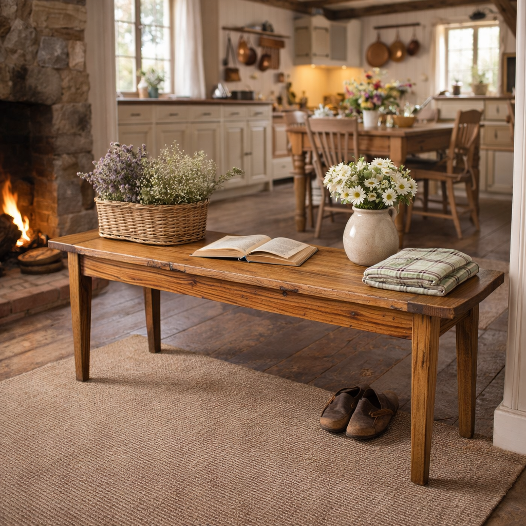 MF Honey Recycled Elm Timber Dining Bench