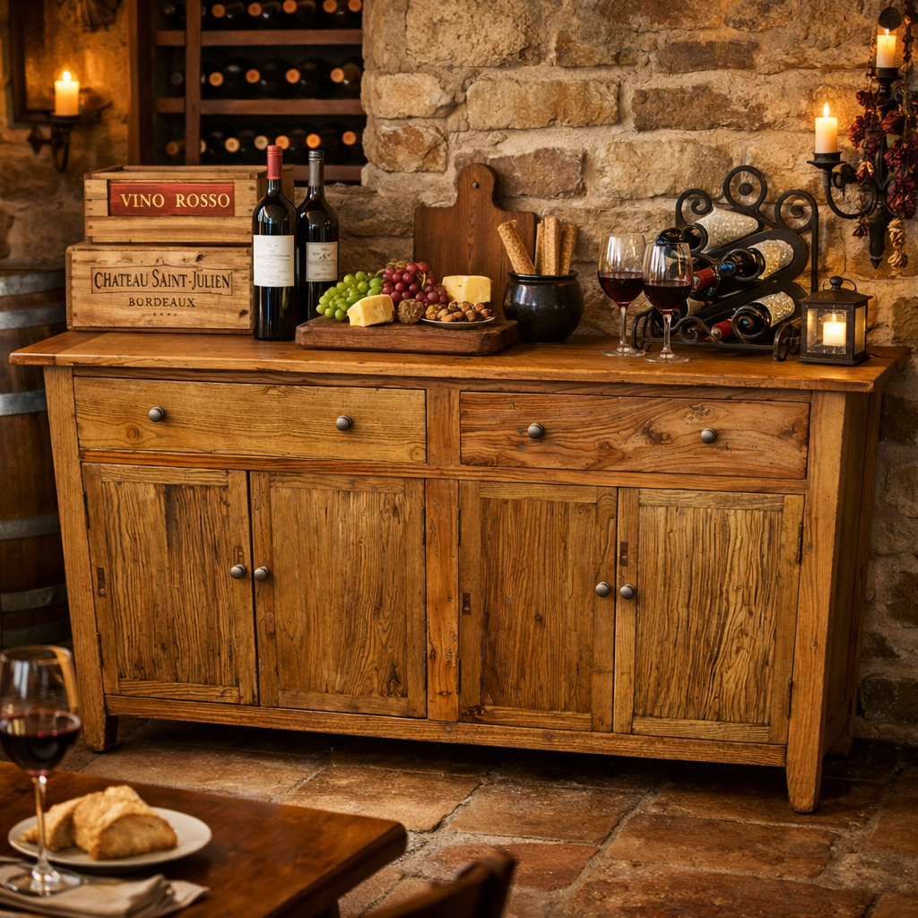 MF Honey Recycled Elm Timber 2 Drawer 4 Door Buffet - 180cm