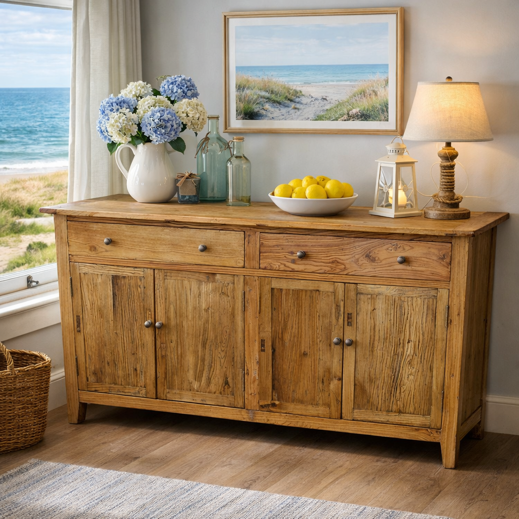 MF Honey Recycled Elm Timber 2 Drawer 4 Door Buffet - 180cm
