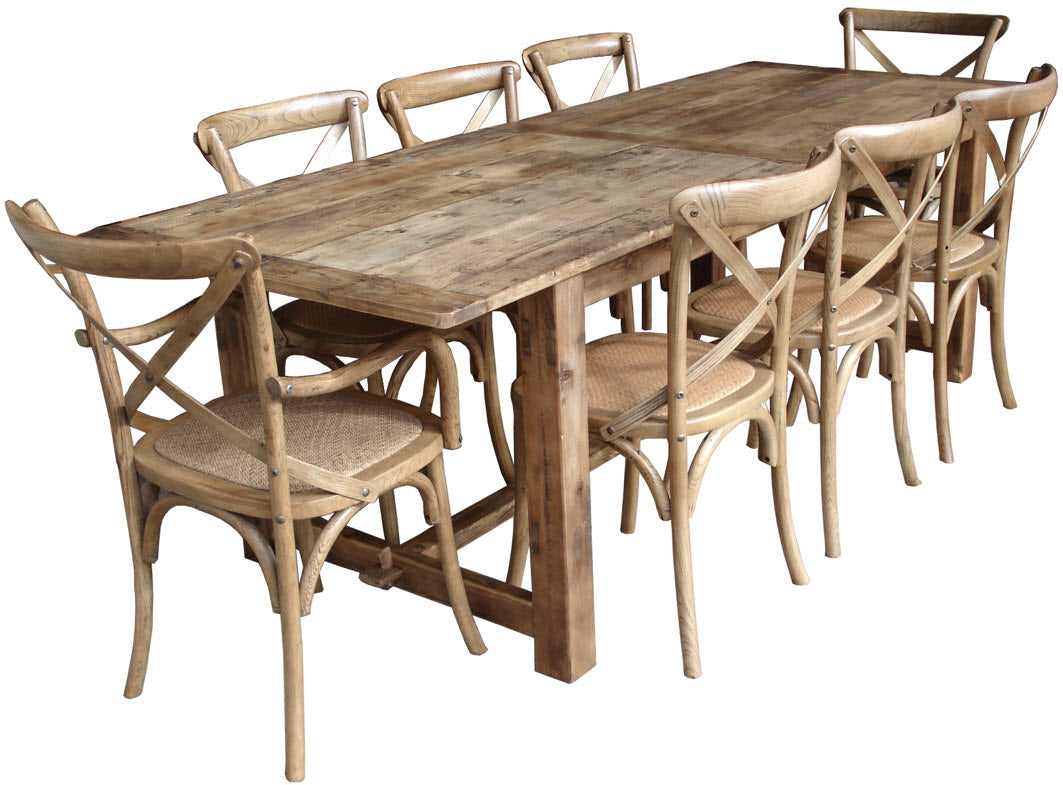 MF Provincial Recycled Oak Timber Natural Rustic Dining Table