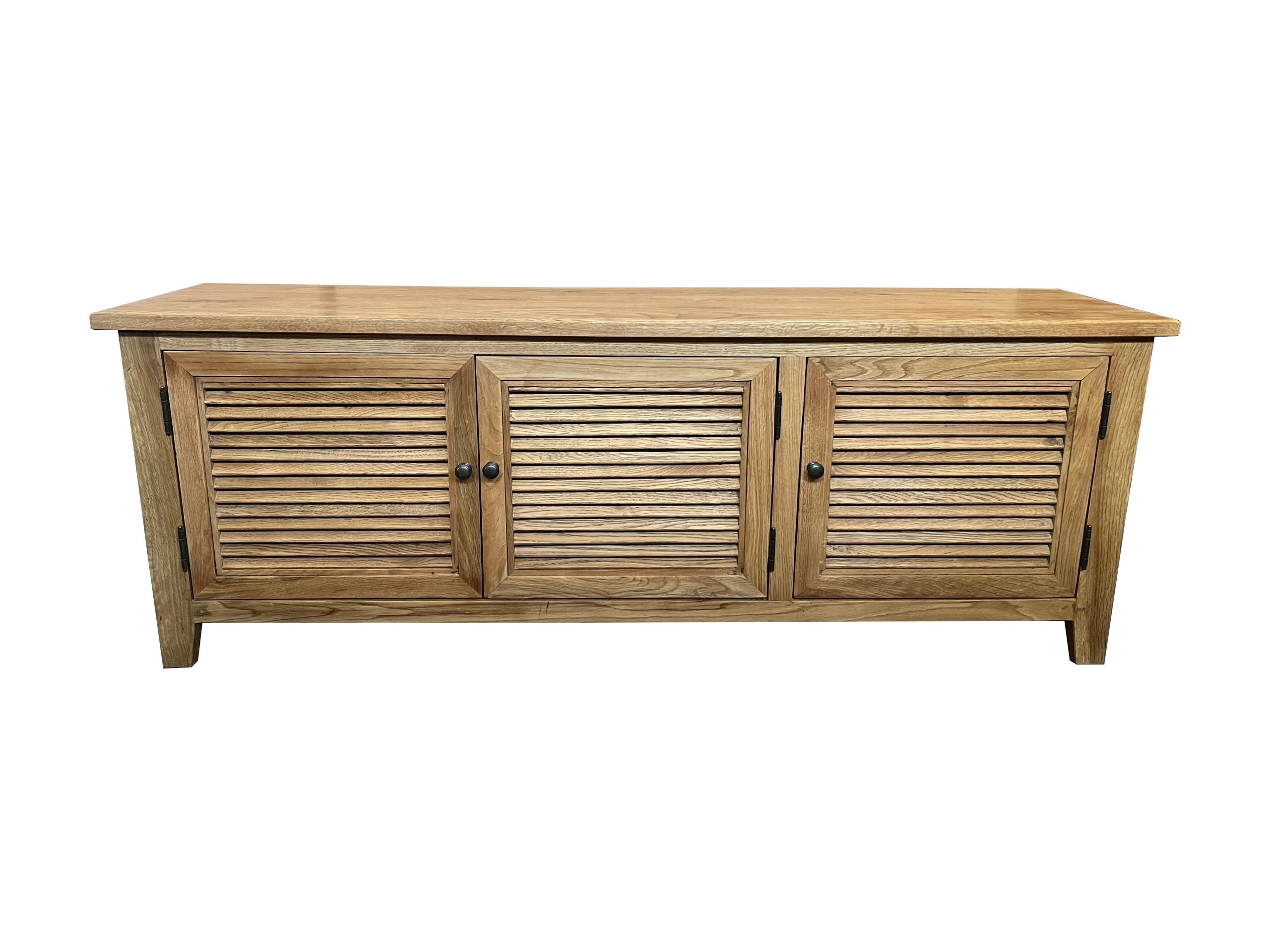 MF Oakwood Louvre Solid Timber TV Unis with Internal Shelves