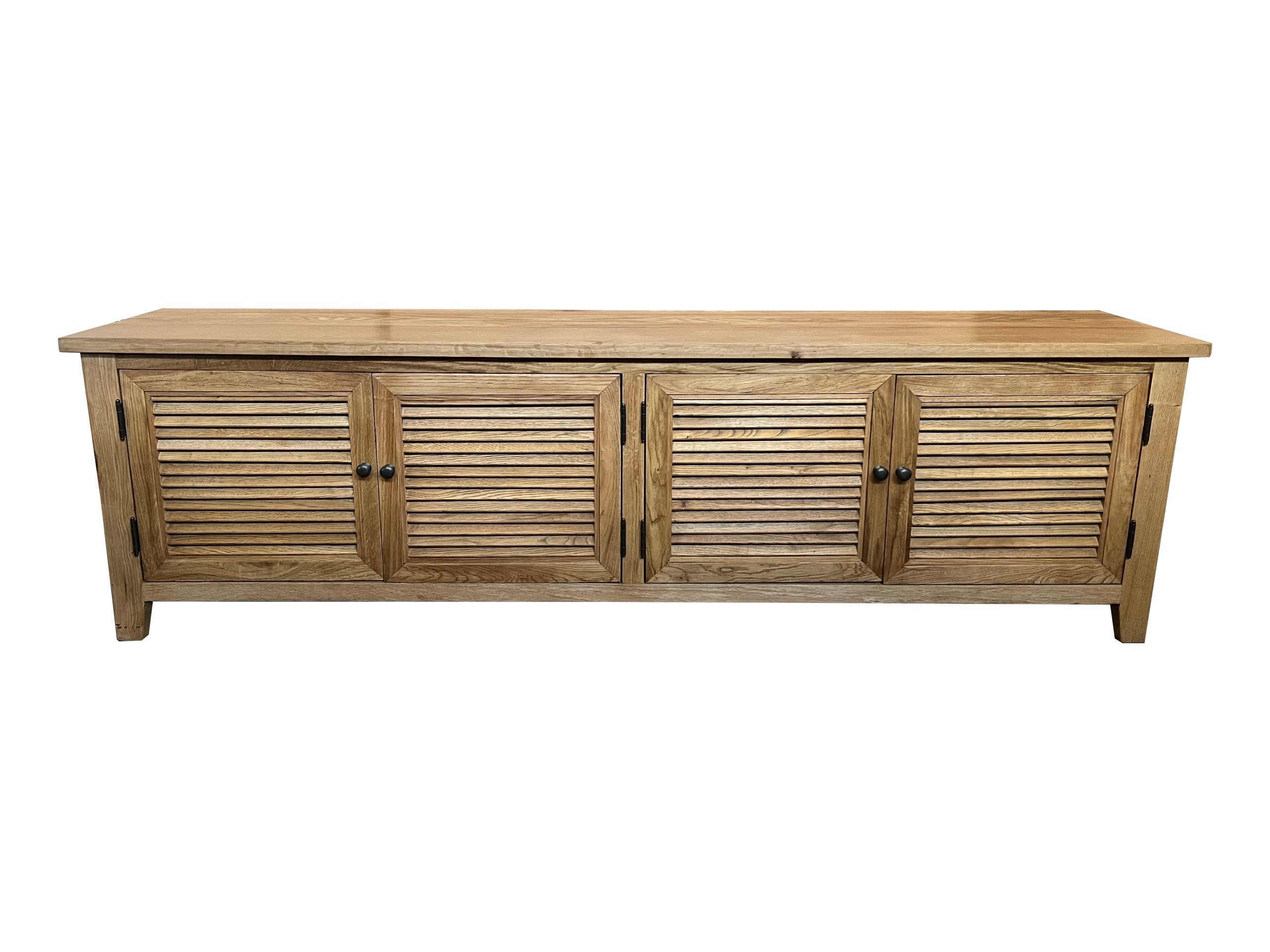 MF Oakwood Louvre Solid Timber TV Unis with Internal Shelves