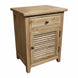 MF Oakwood Louvre Solid Timber 1 Drawer and 1 Door Bedside Cabinet