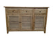 MF Oakwood Louvre Solid Timber 3 Drawer & 3 Door Sideboard