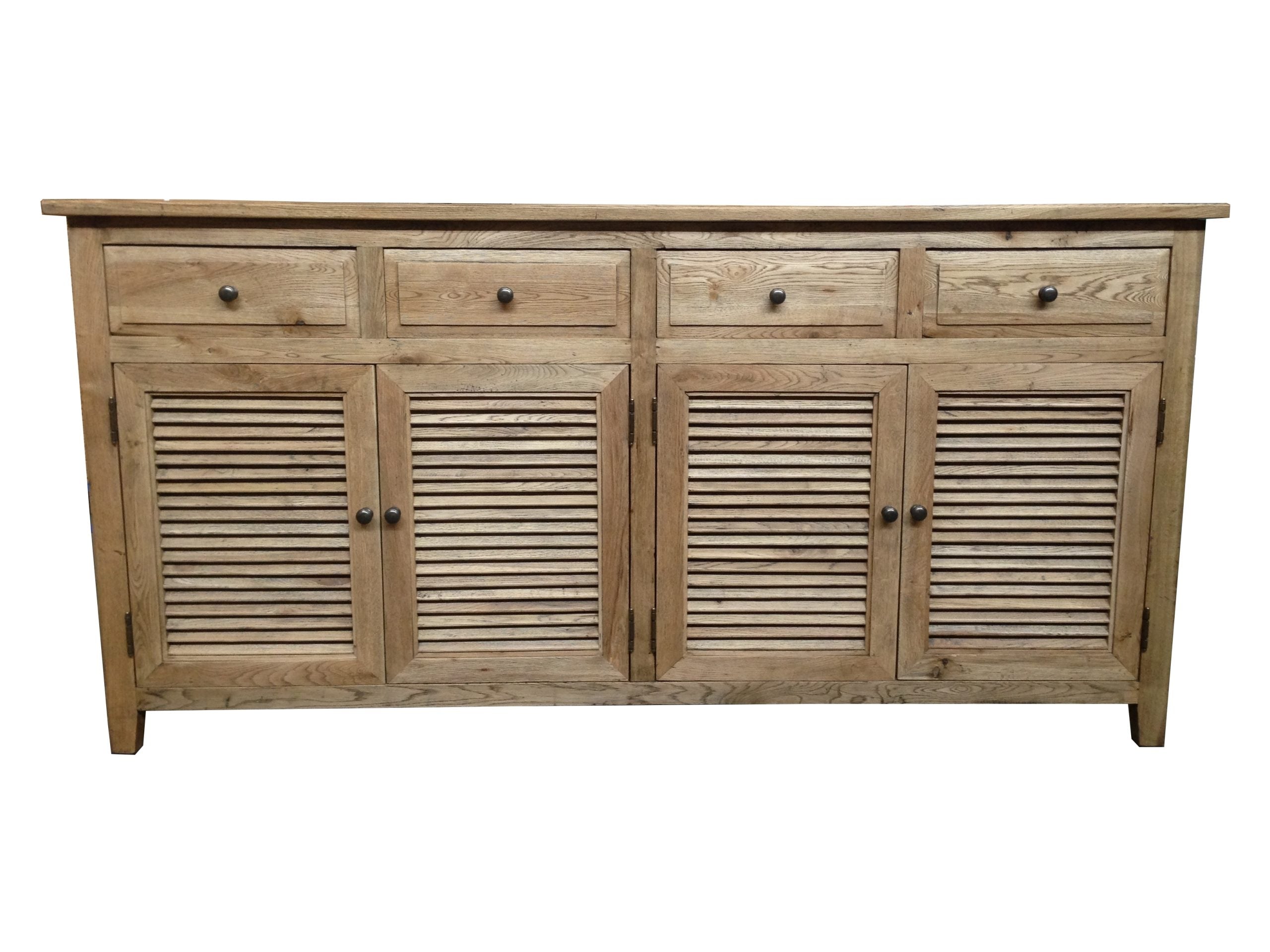 MF Oakwood Louvre Solid Timber 4 Drawer & 4 Door Sideboard