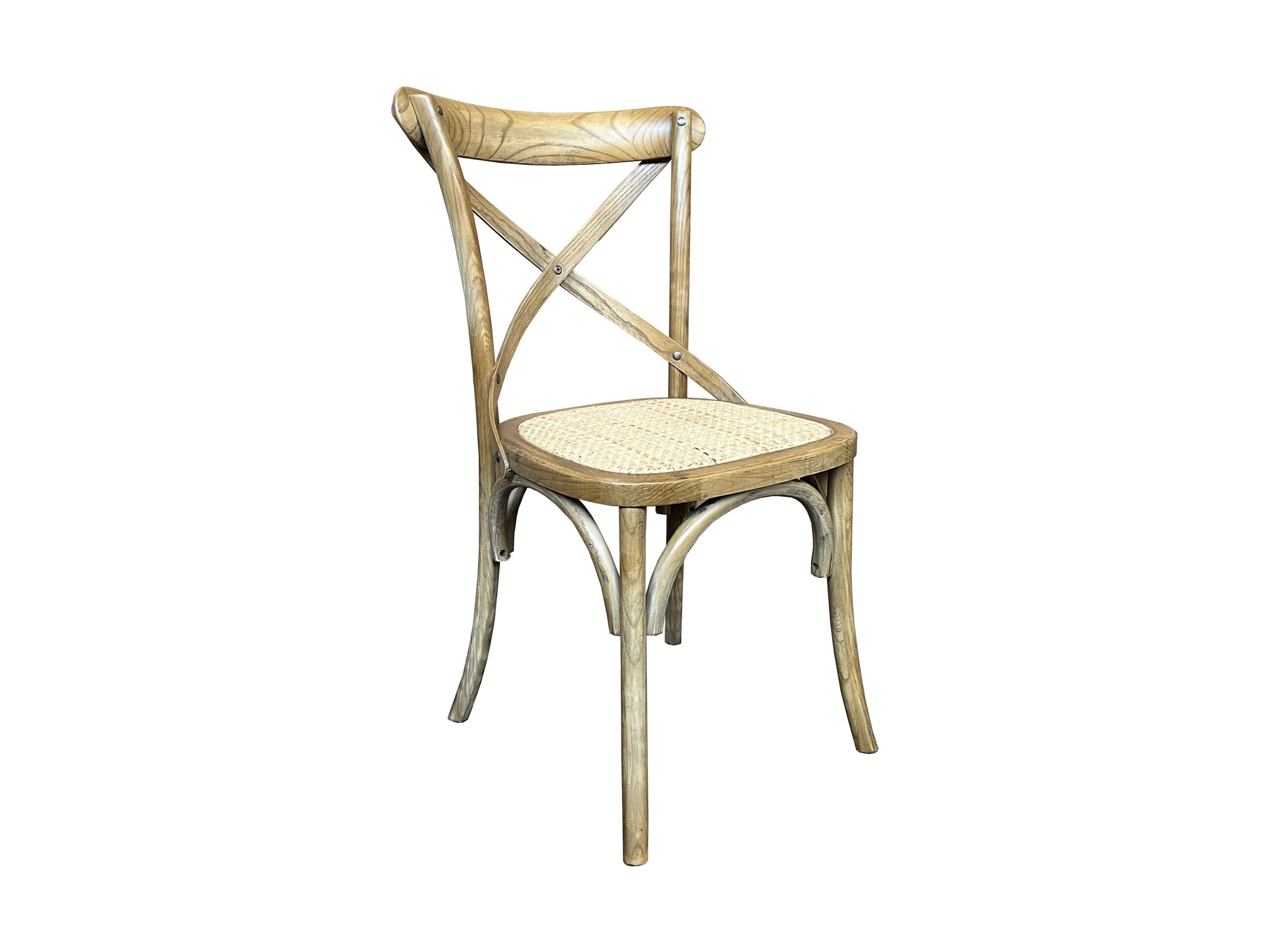 MF Cross-Back Solid Timber Frame Rattan Seat Dining Chair