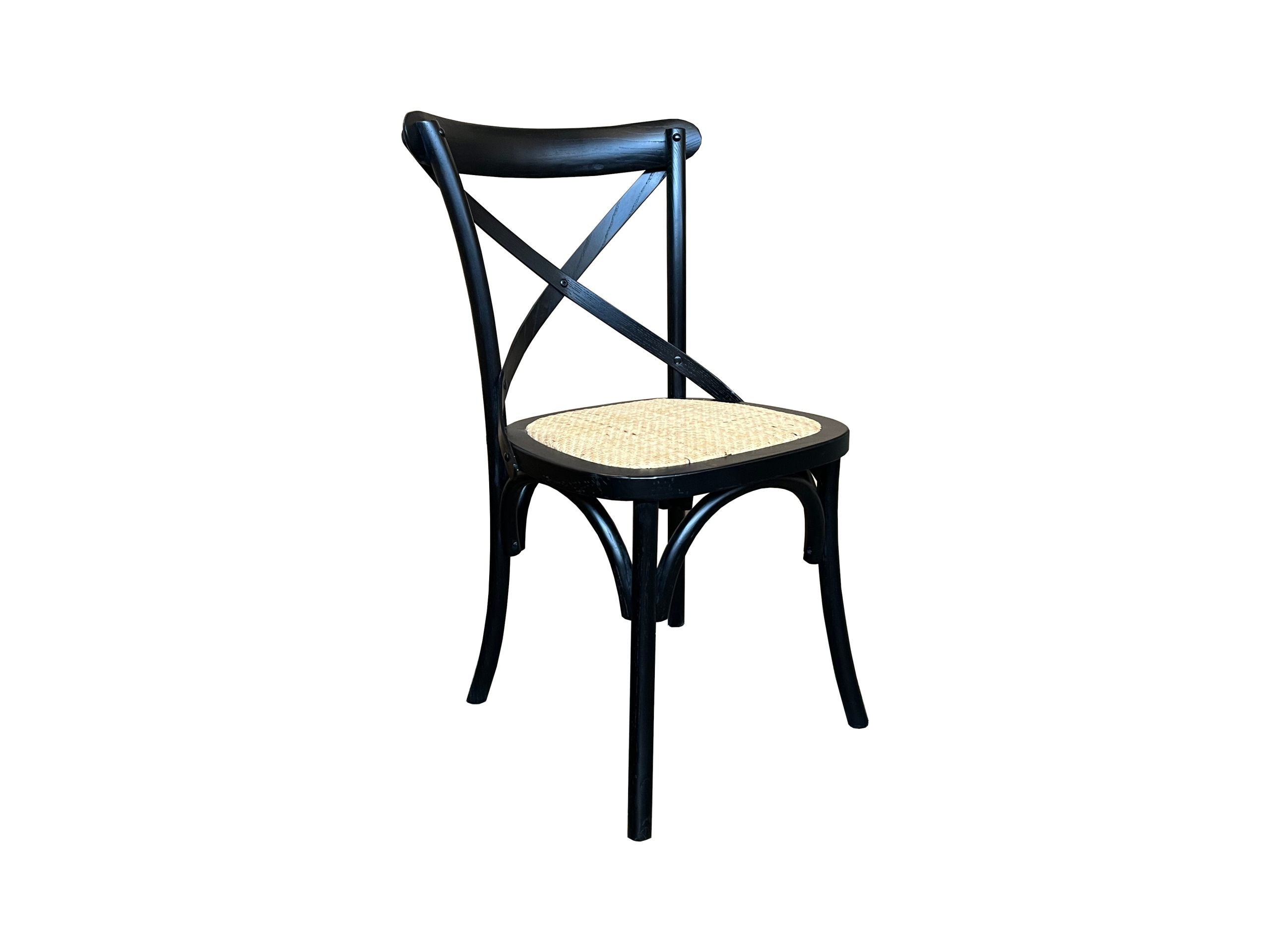 MF Cross-Back Solid Timber Frame Rattan Seat Dining Chair