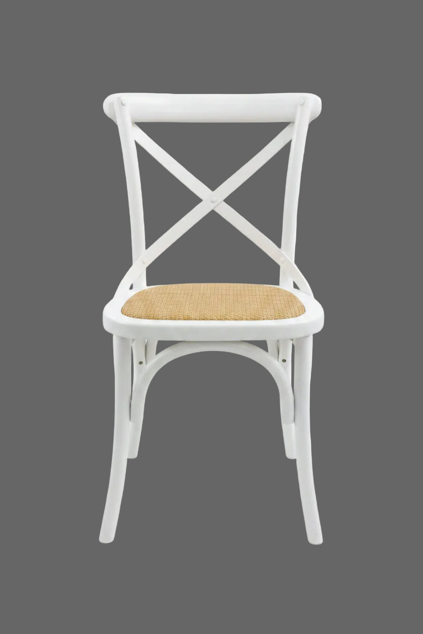 MF Cross-Back Solid Timber Frame Rattan Seat Dining Chair