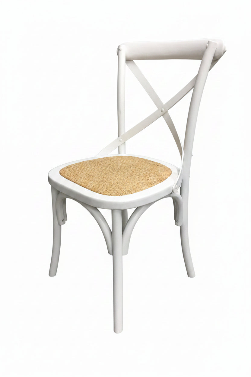 MF Cross-Back Solid Timber Frame Rattan Seat Dining Chair
