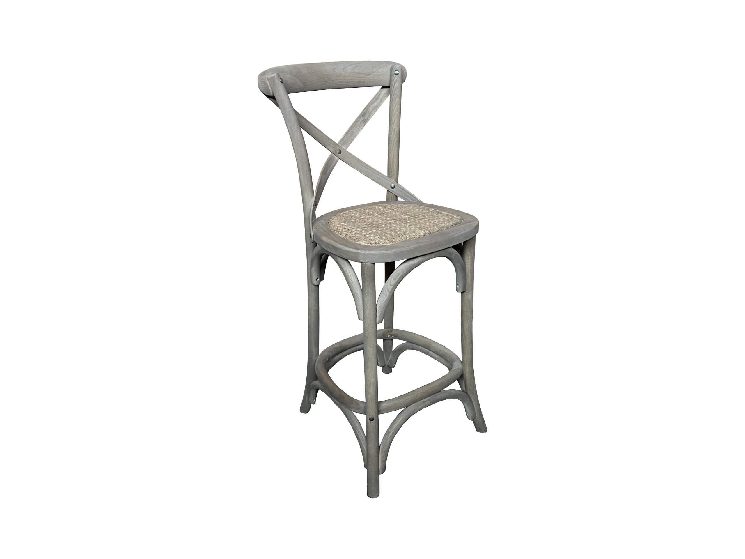 MF Crossback Solid Timber Rattan Barstool 65cm Seat Height