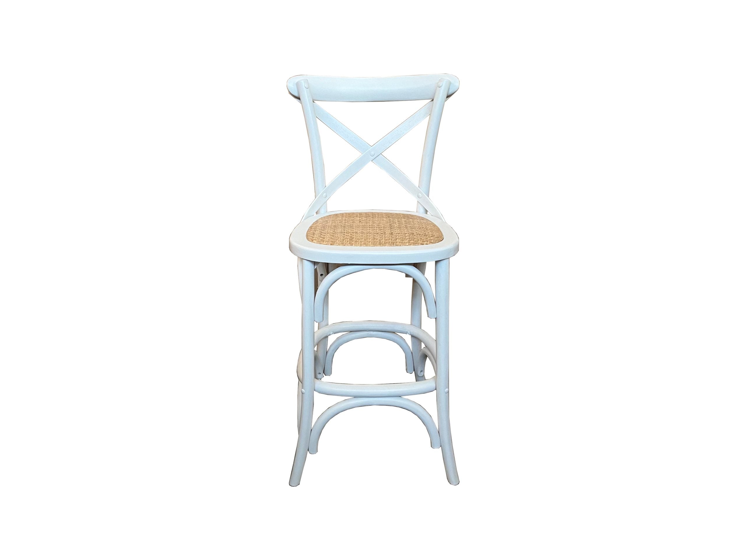 MF Crossback Solid Timber Rattan Barstool 65cm Seat Height