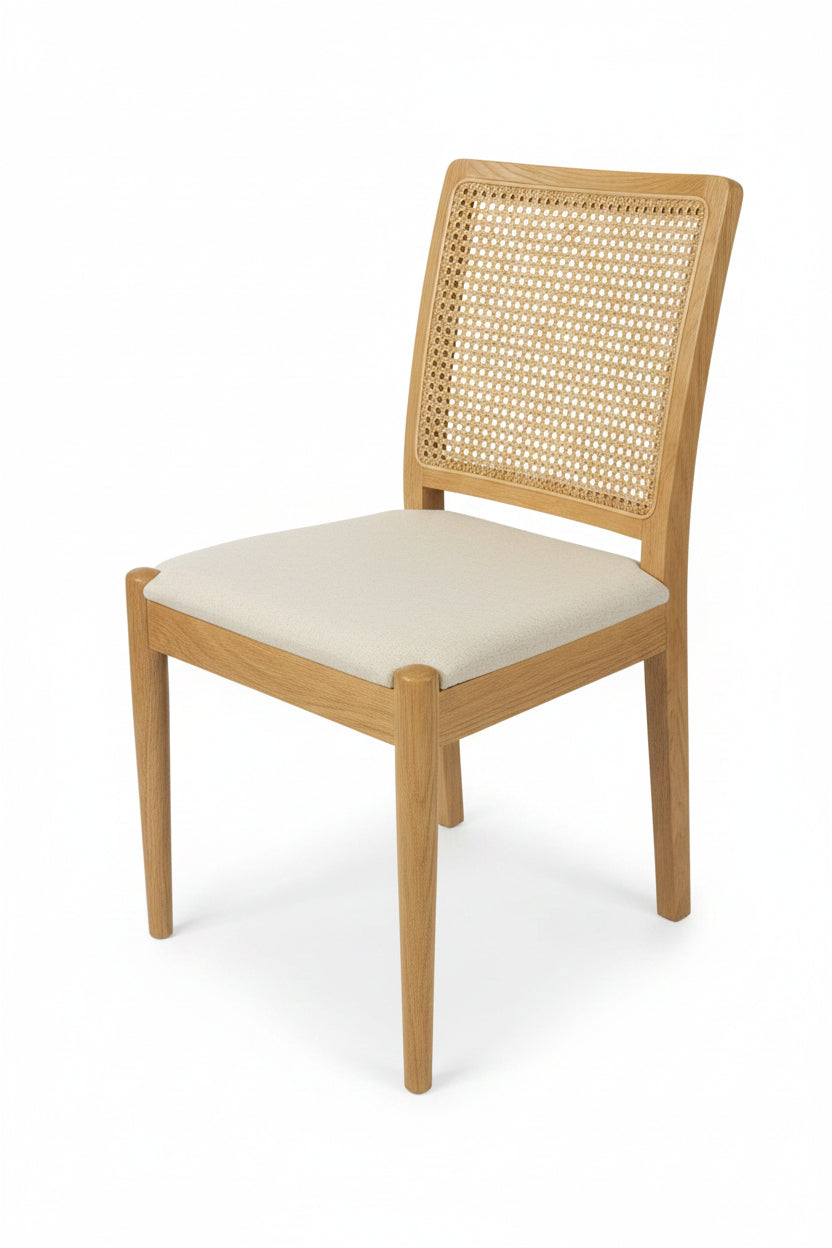 MF Venice Upholstered Seat Rattan Back Dining Chair