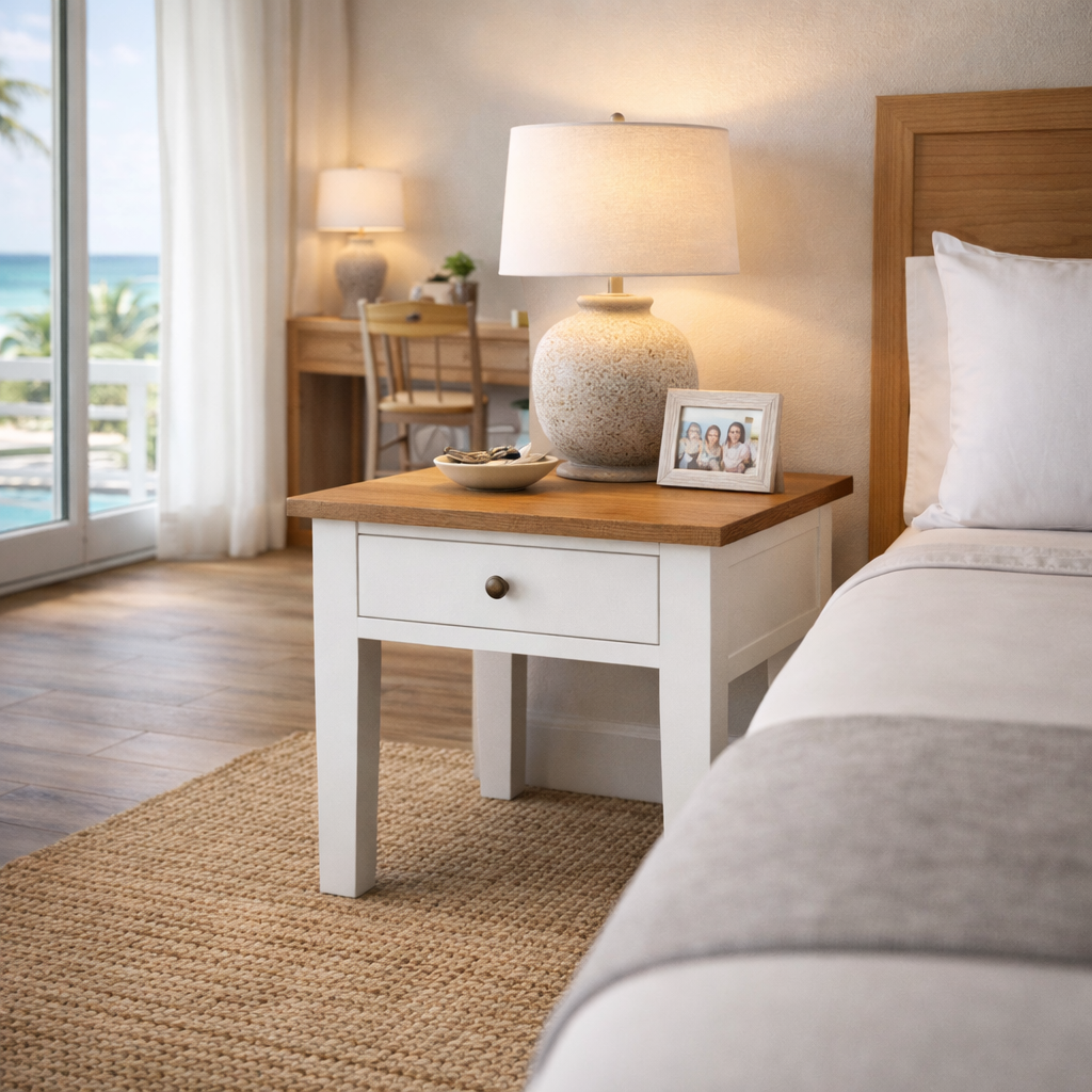 MF Lucia Oak Timber 1 Drawer Bedside Table