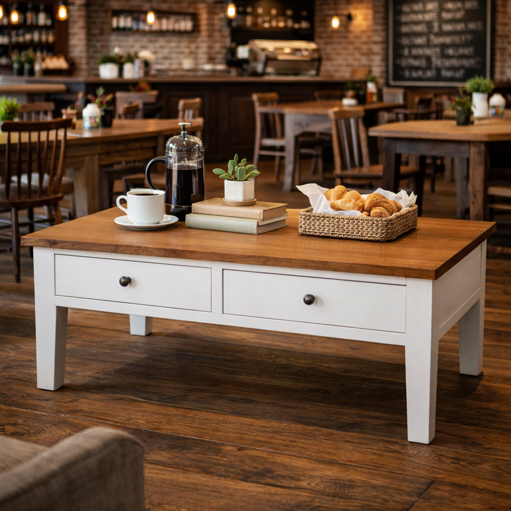 MF Lucia Oak Timber 2 Drawer 2 Way Coffee Table