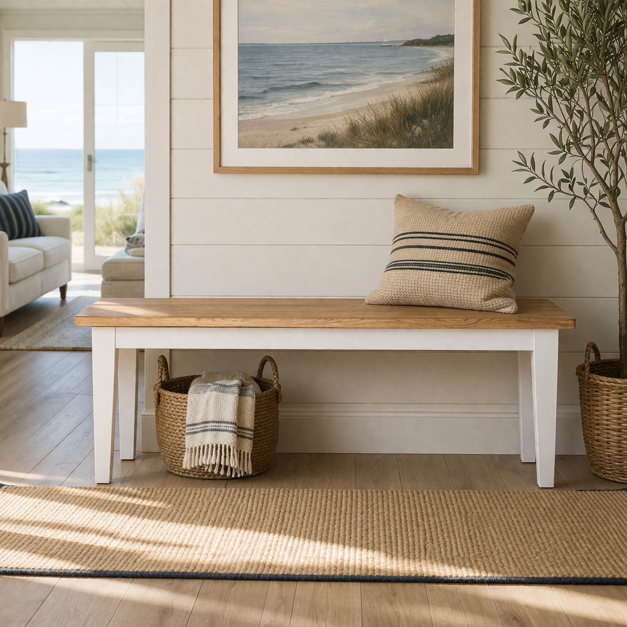 MF Solid Oak Timber Bench without Breadboard