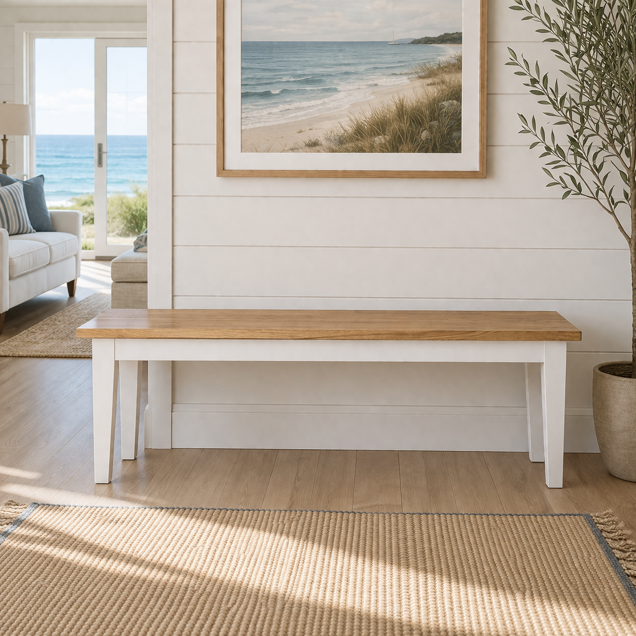 MF Solid Oak Timber Bench without Breadboard