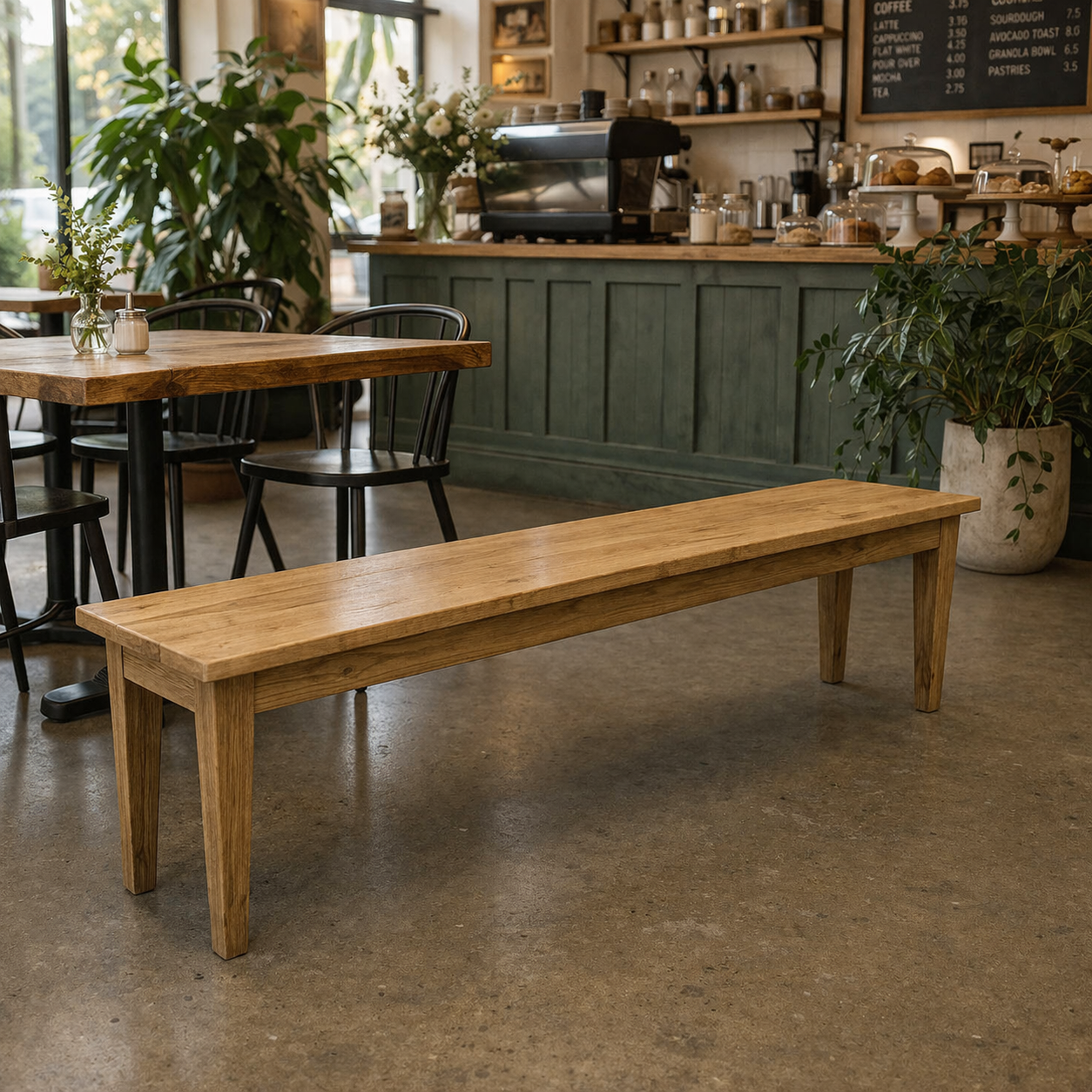 MF Solid Oak Timber Bench without Breadboard