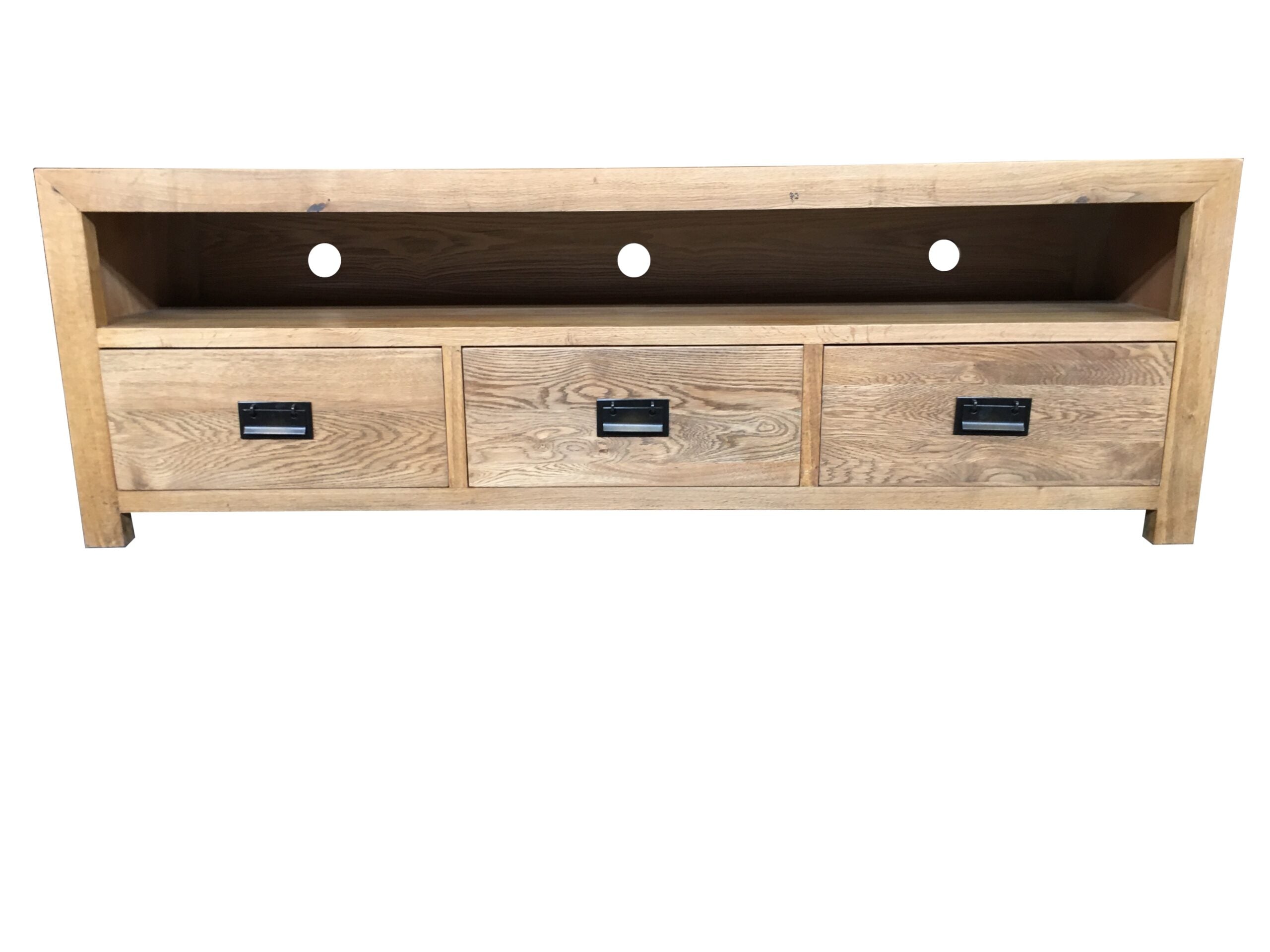 MF Solid Oak Timber 3-Drawer Entertainment Unit