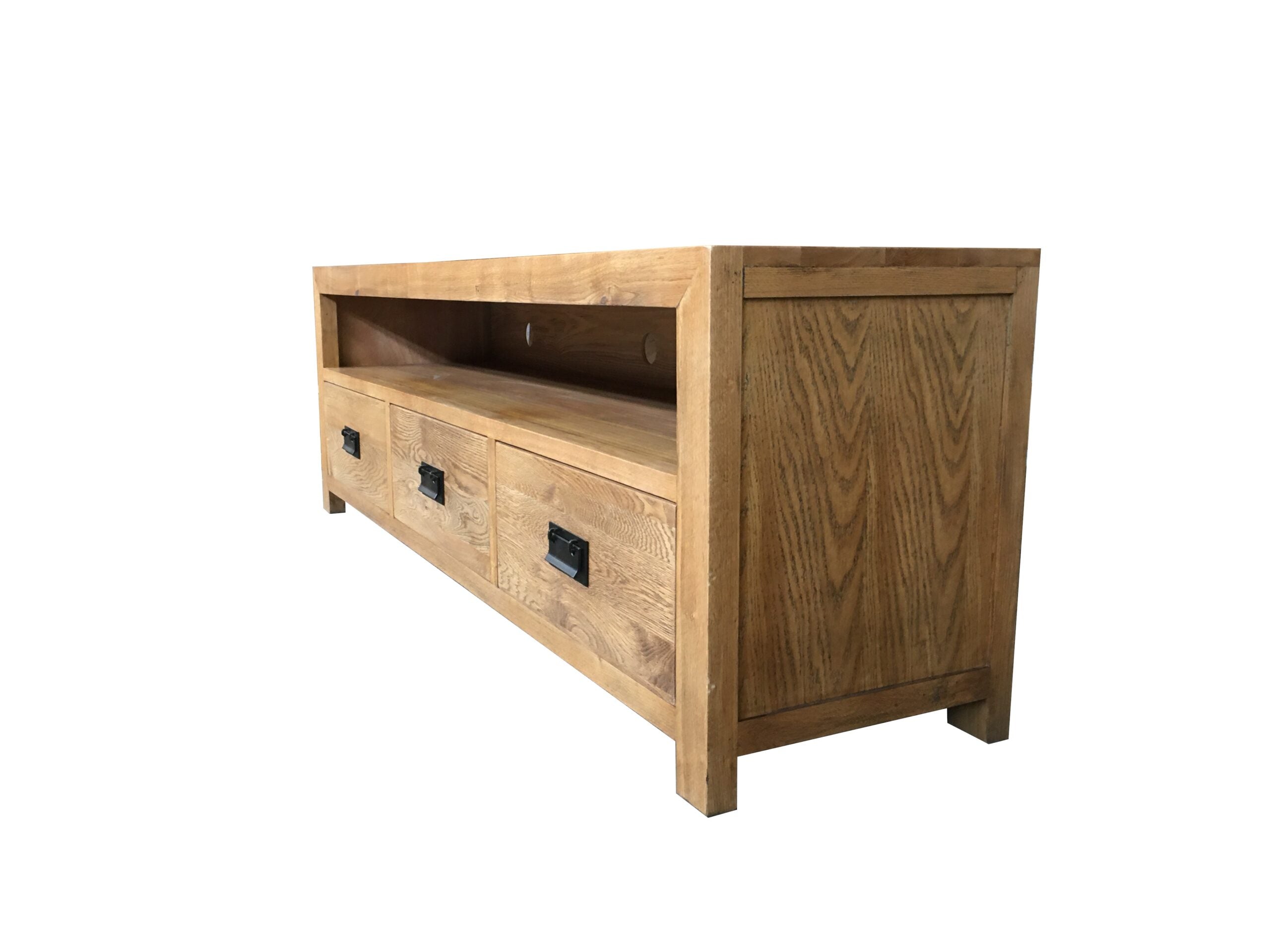 MF Solid Oak Timber 3-Drawer Entertainment Unit