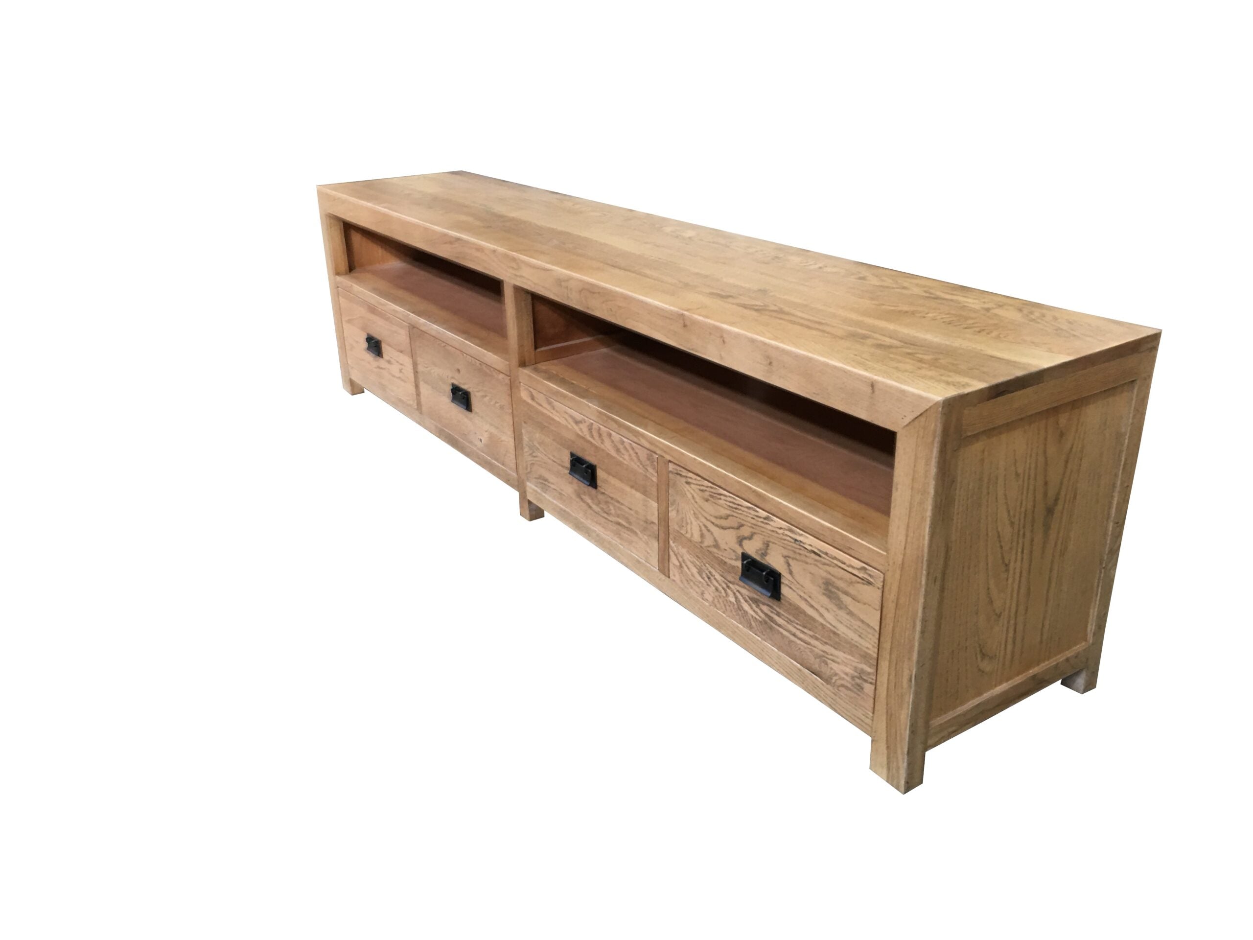 MF Solid Oak Timber 4 Drawer Entertainment Unit