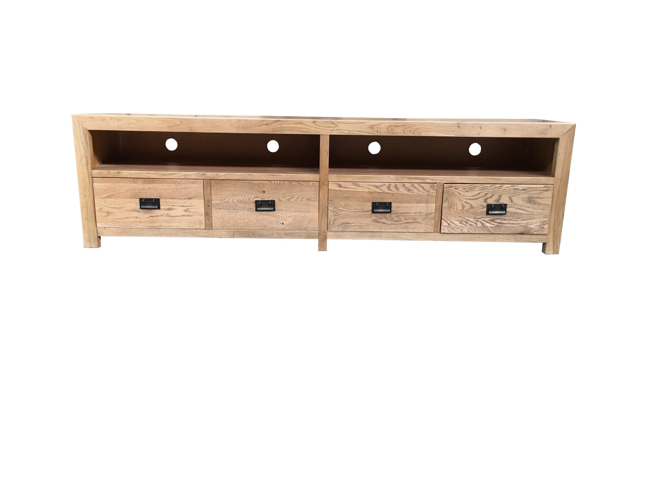 MF Solid Oak Timber 4 Drawer Entertainment Unit