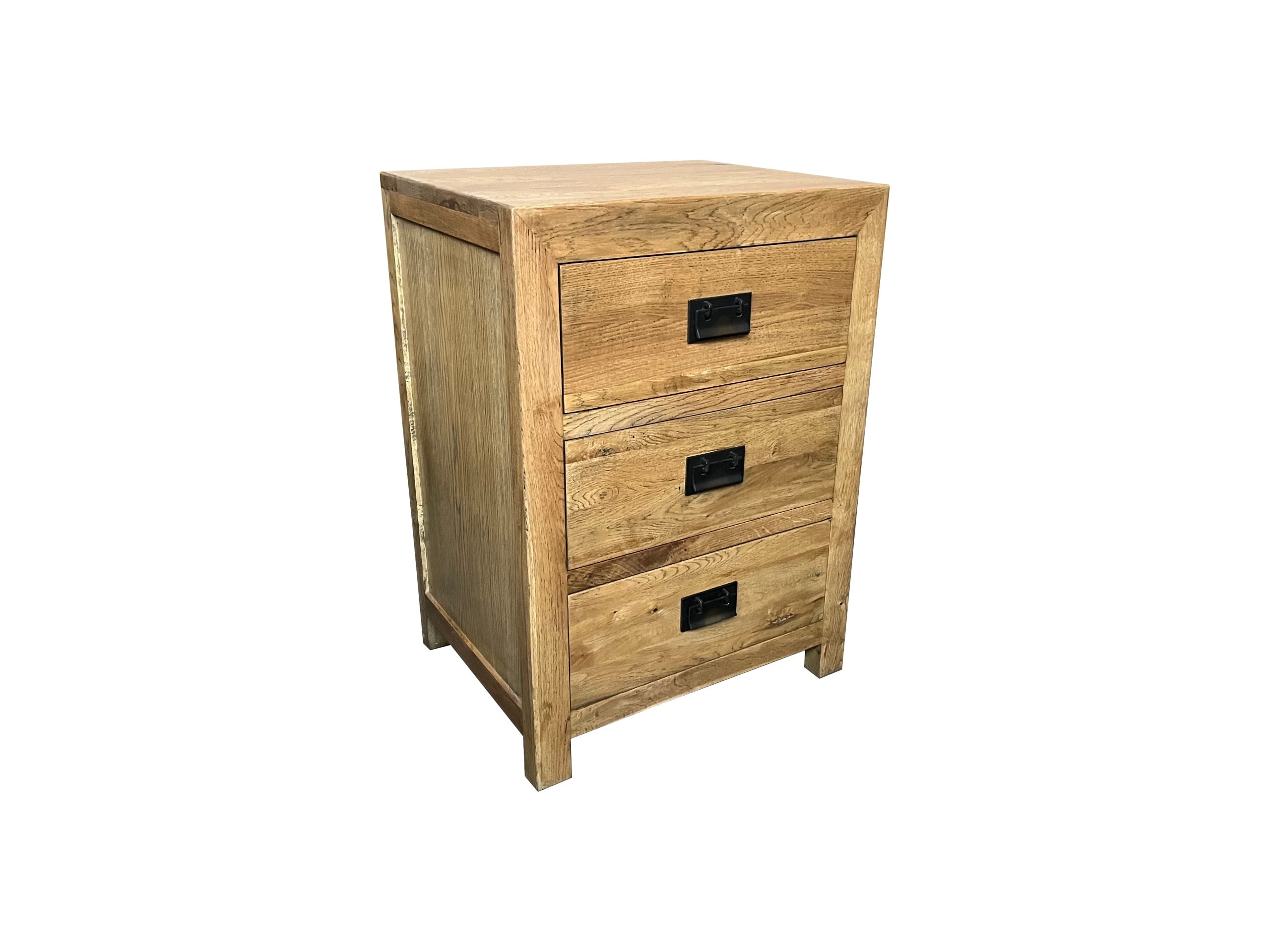 MF Solid Oak Timber 3 Drawer Bedside Table