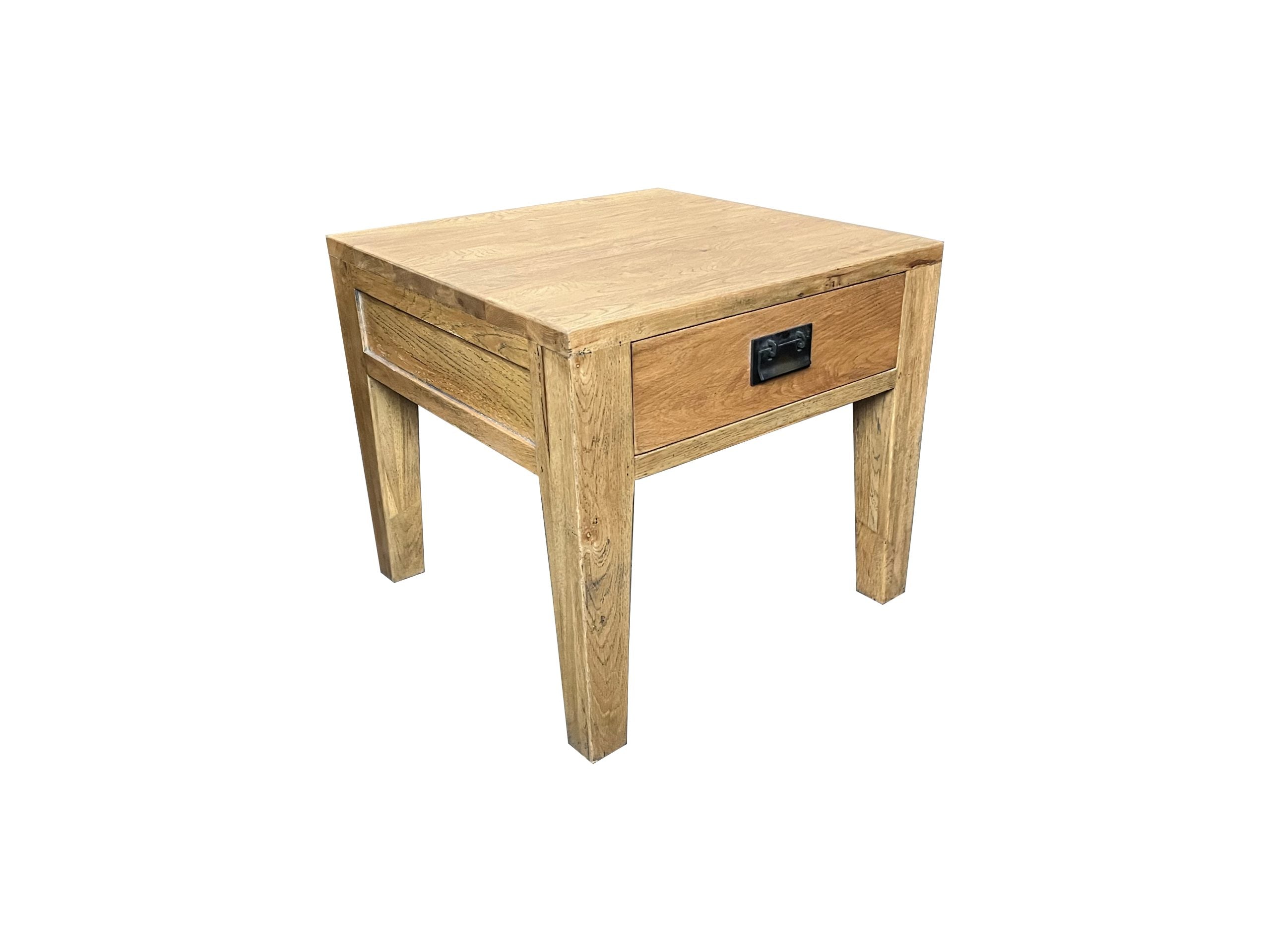 MF Solid Oak Timber 1 Drawer Lamp Table