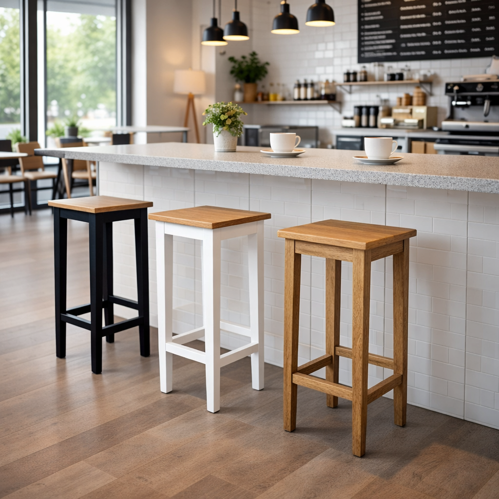 MF Oak Timber Bar and Kitchen Stool