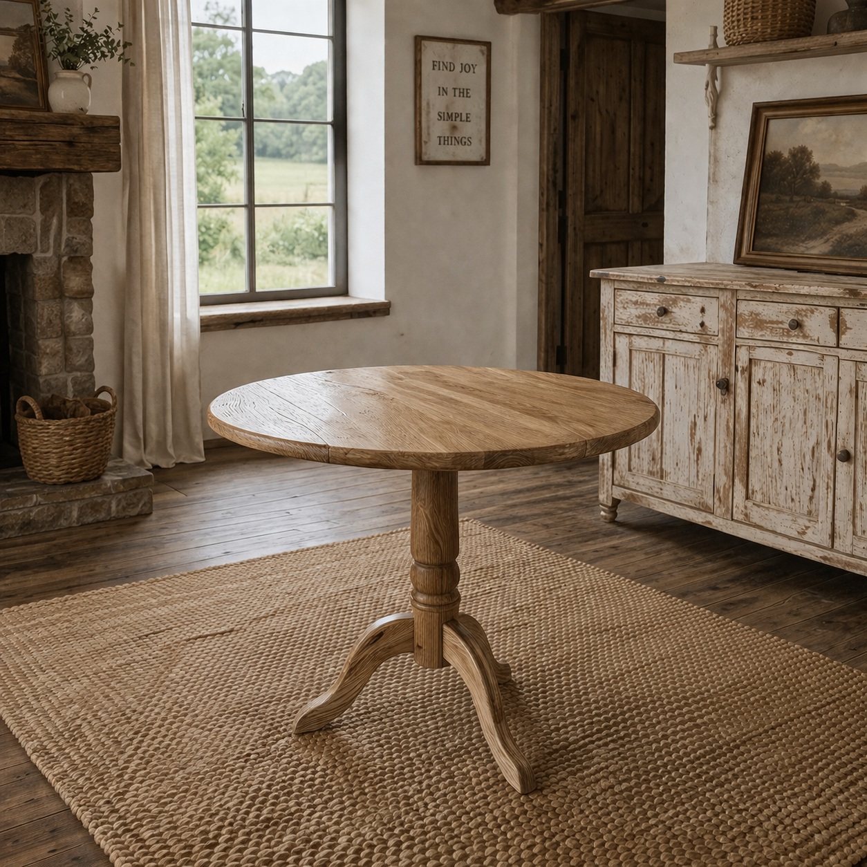 MF Oak Timber Round Dining Table