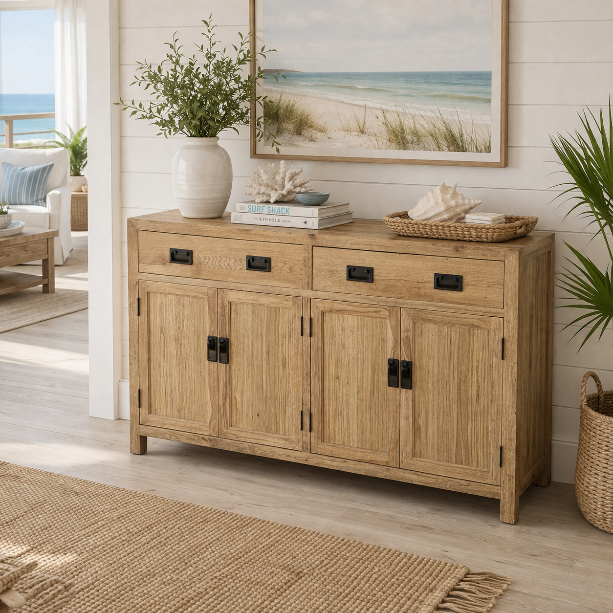 MF Oak Timber Buffet with Doors and Drawers