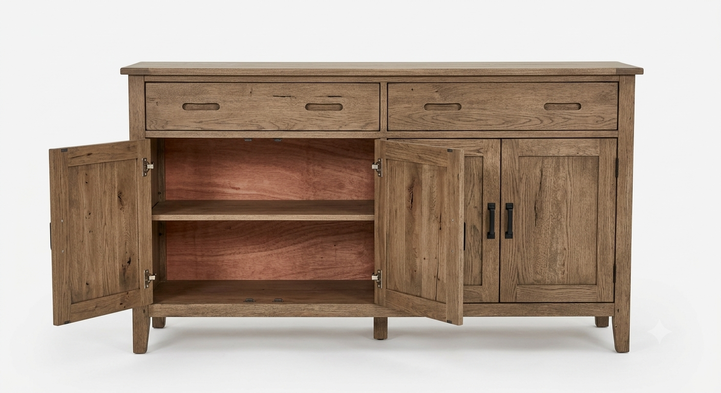 MF Oak Timber Buffet with Doors and Drawers
