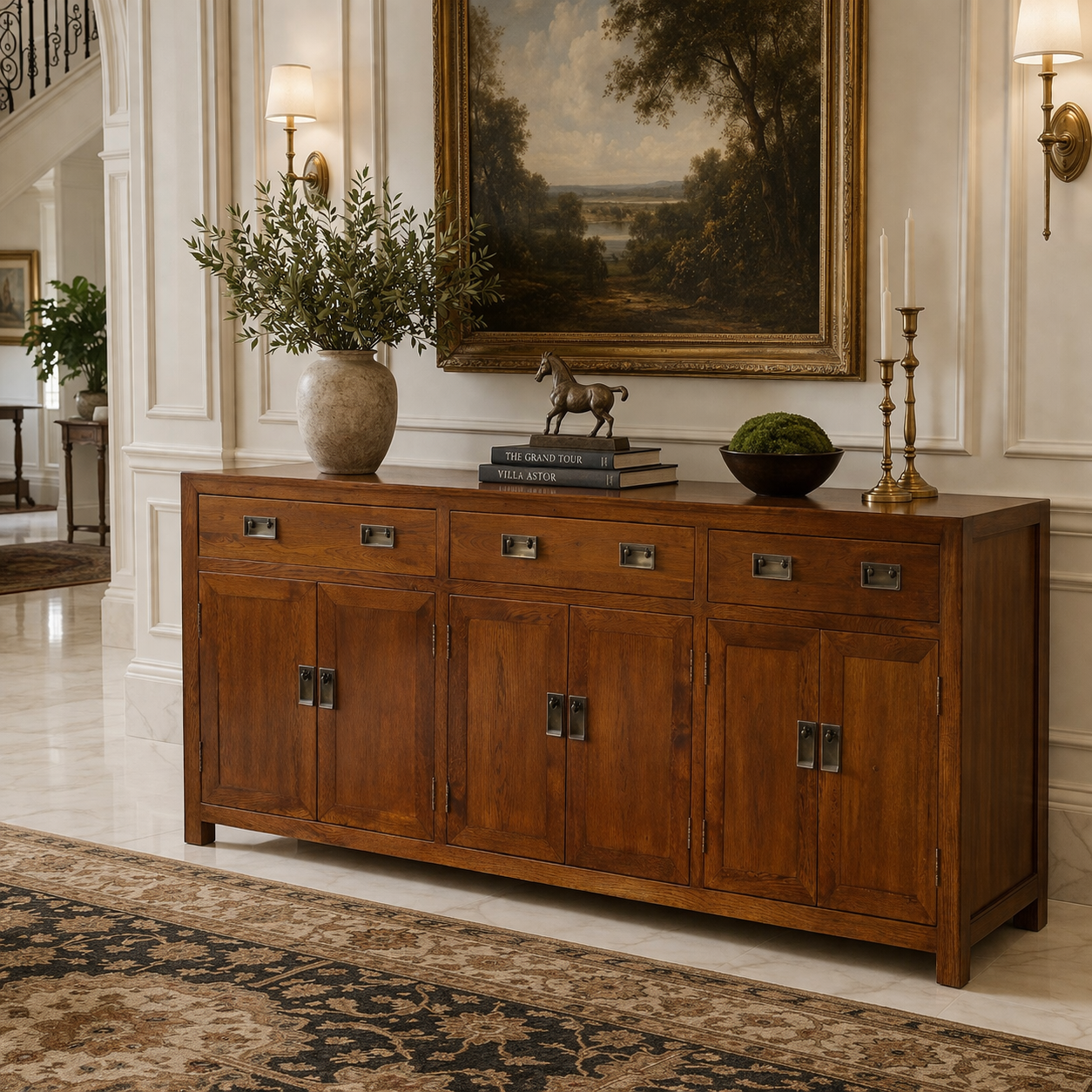 MF Oak Timber Buffet with Doors and Drawers