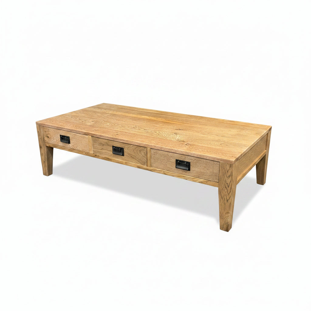MF Solid Oak Timber 3 Drawer 2 way Coffee Table