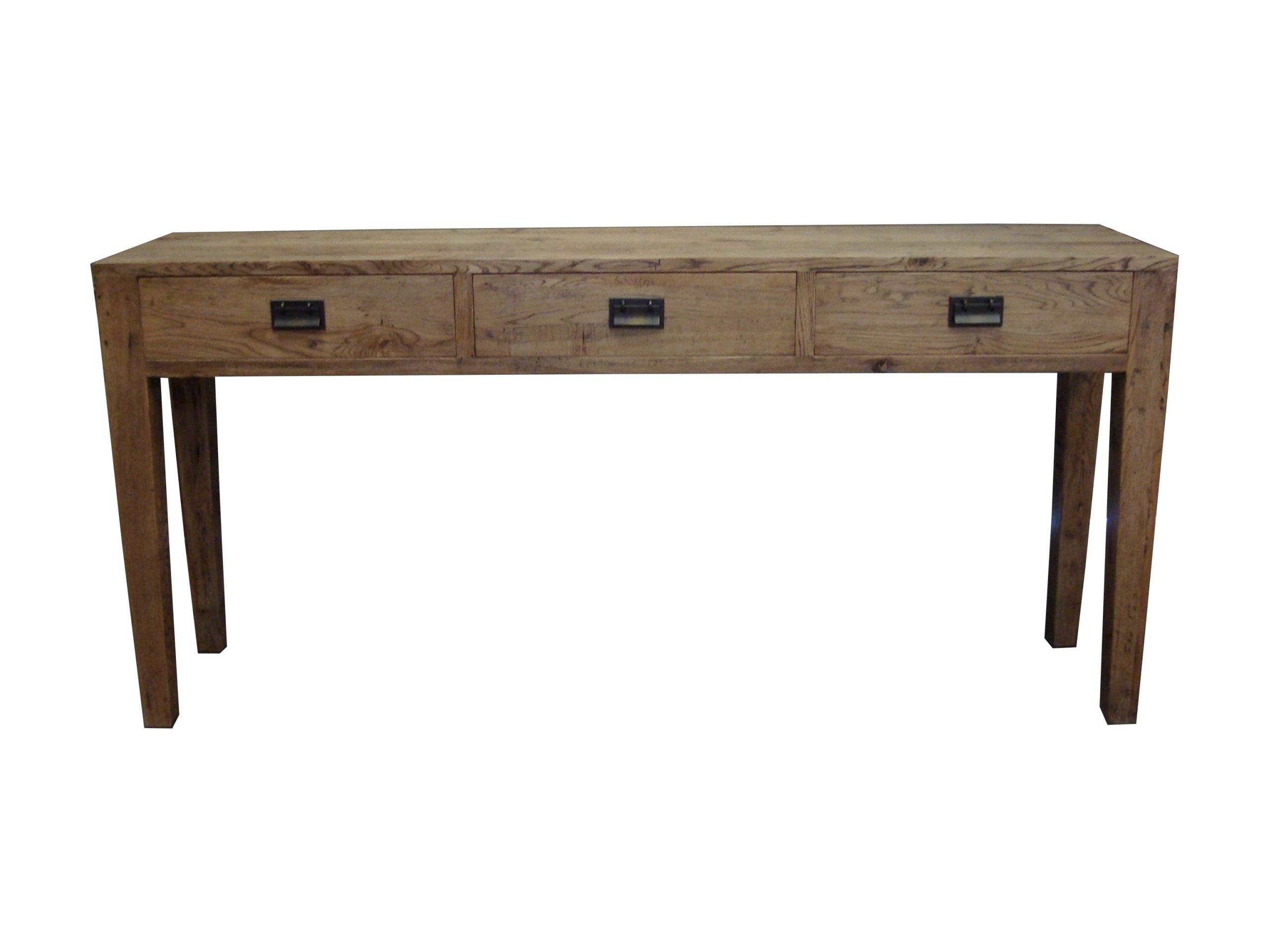 MF Solid Oak Timber 3 Drawer Hall Table