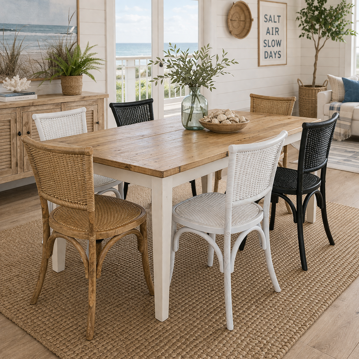 MF Provincial Oak Timber Frame with Rattan Dining Chair