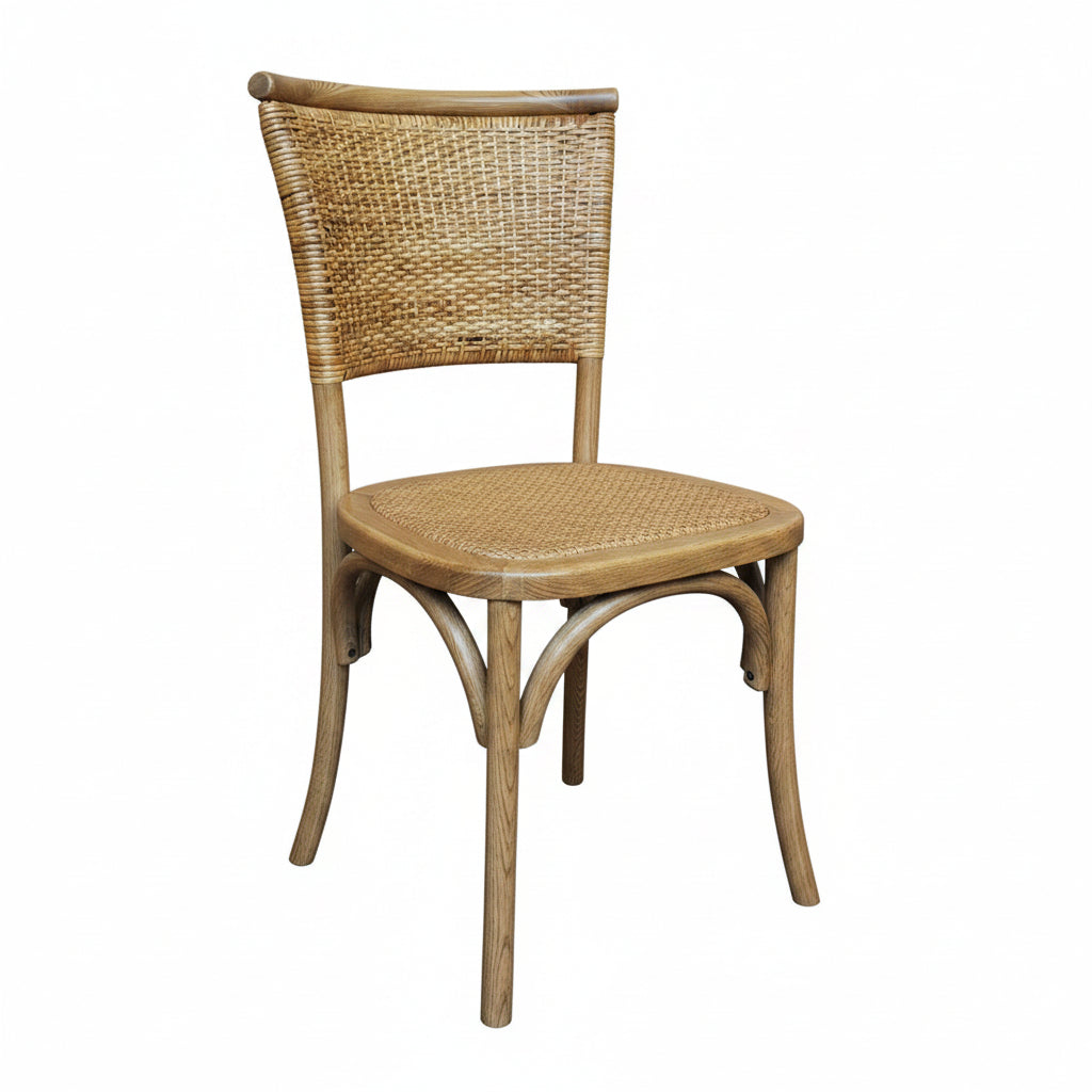 MF Provincial Oak Timber Frame with Rattan Dining Chair