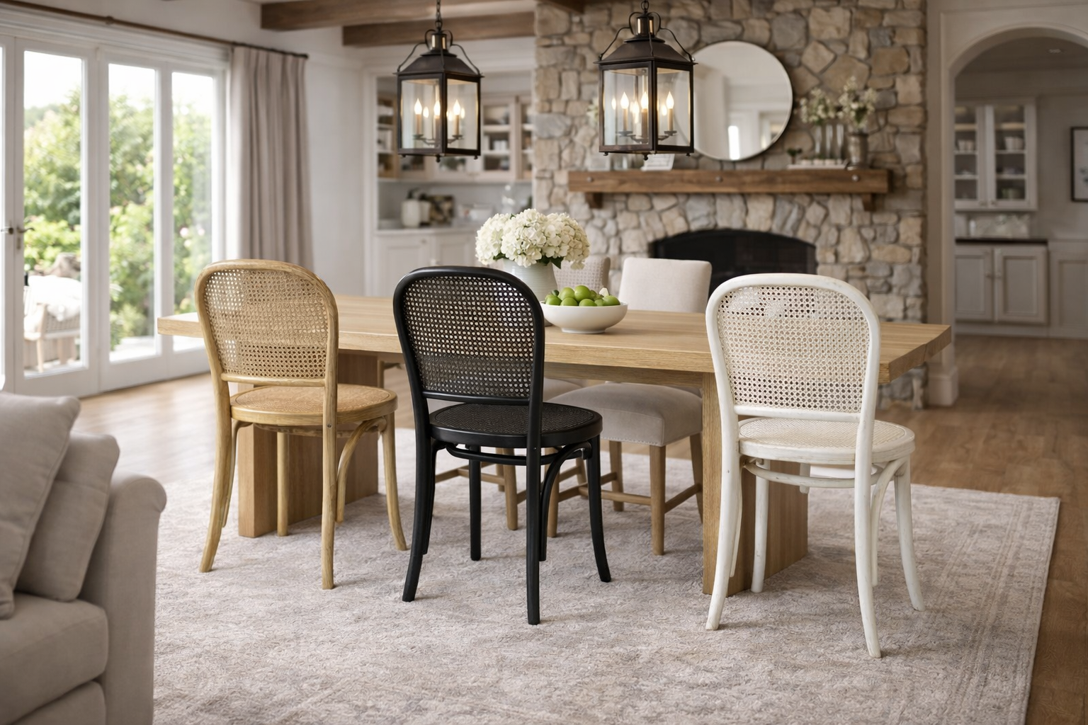 MF Bahamas Dining Chair in Rattan Seat & Backrest