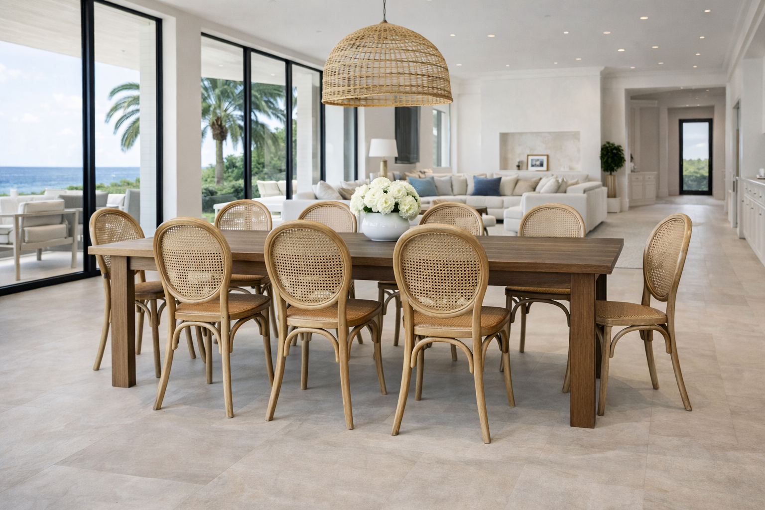 MF New Islander Timber Framed Natural Rattan Dining Chair