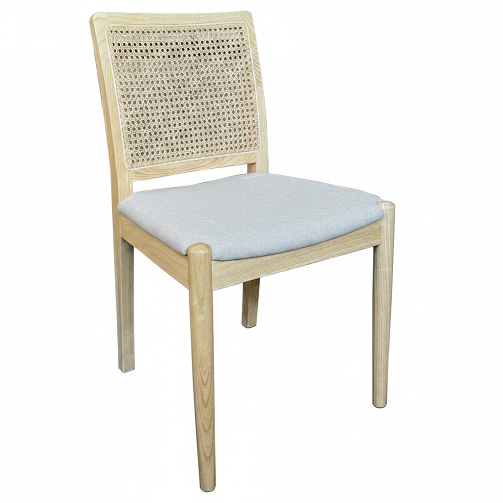 MF Venice Upholstered Seat Rattan Back Dining Chair