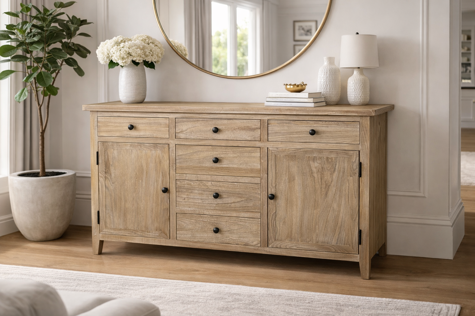 MF Bella Recycled Timber 2 Door 6 Drawer Cabinet