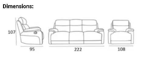 EL Zonda 3 Seater + 2 Single Seater Fabric Recliner Lounge