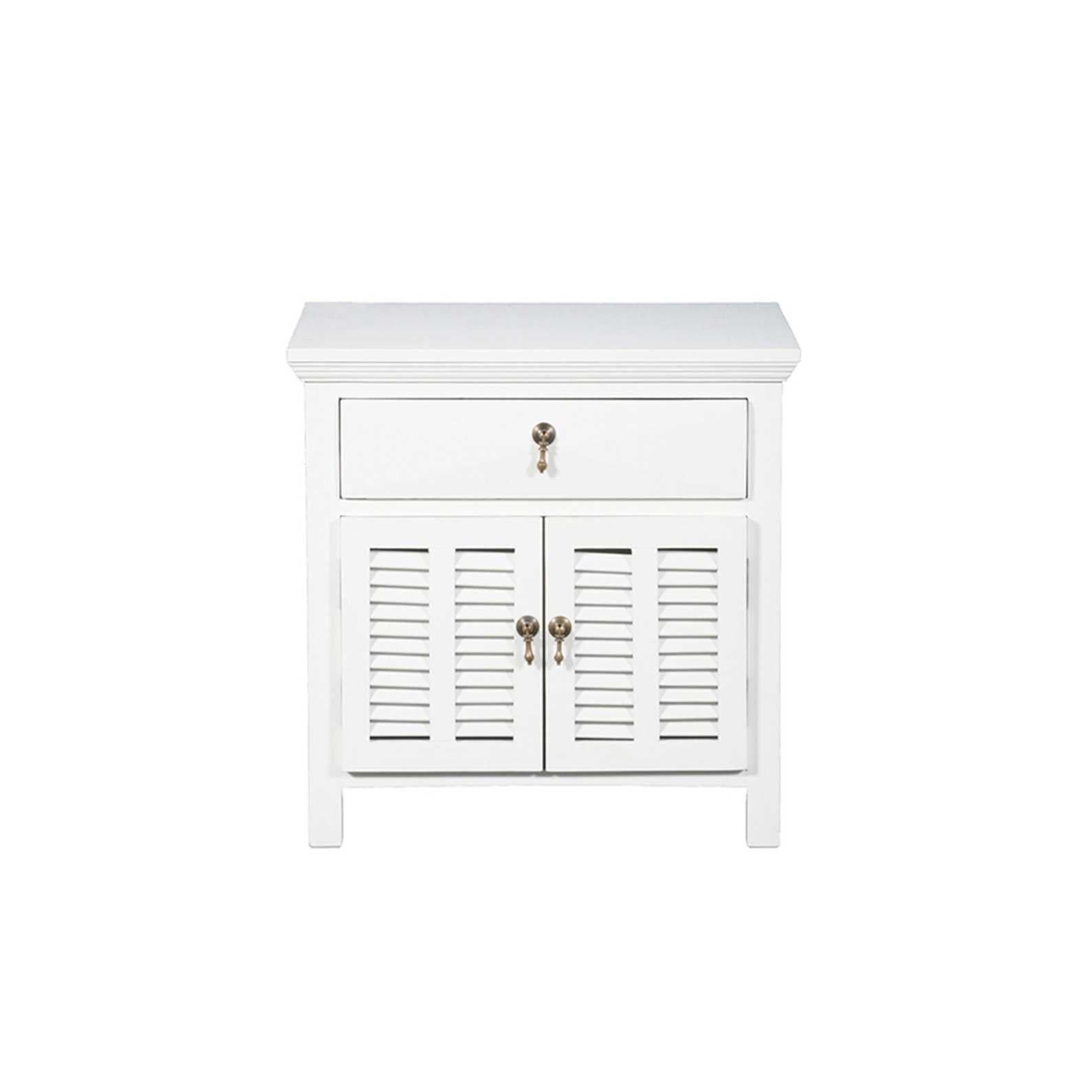 SH Lexi Bedside Table with 2 Door and 1 Drawer &#8211; White