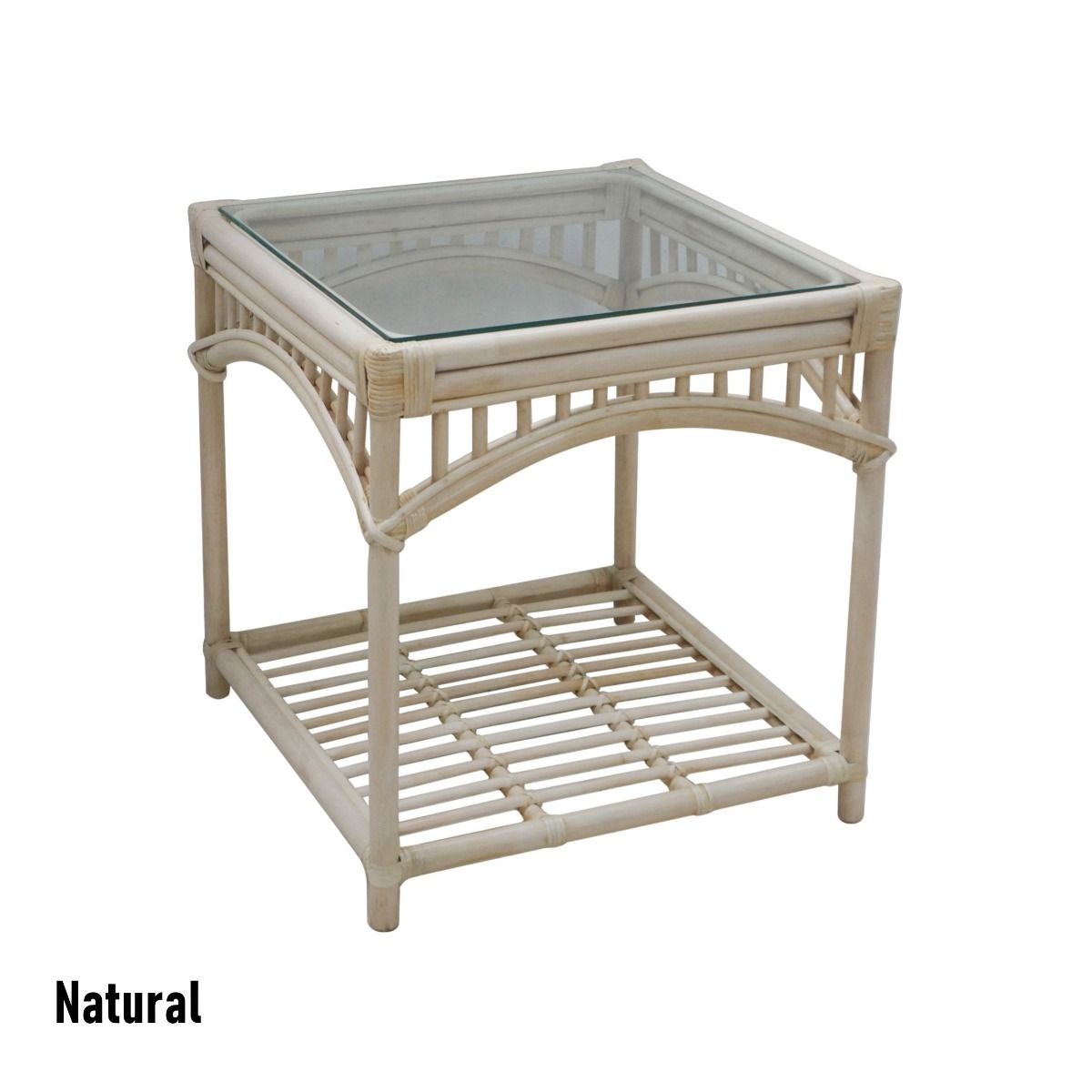 CR Barbados Rattan with Tempered Glass Top Side Table